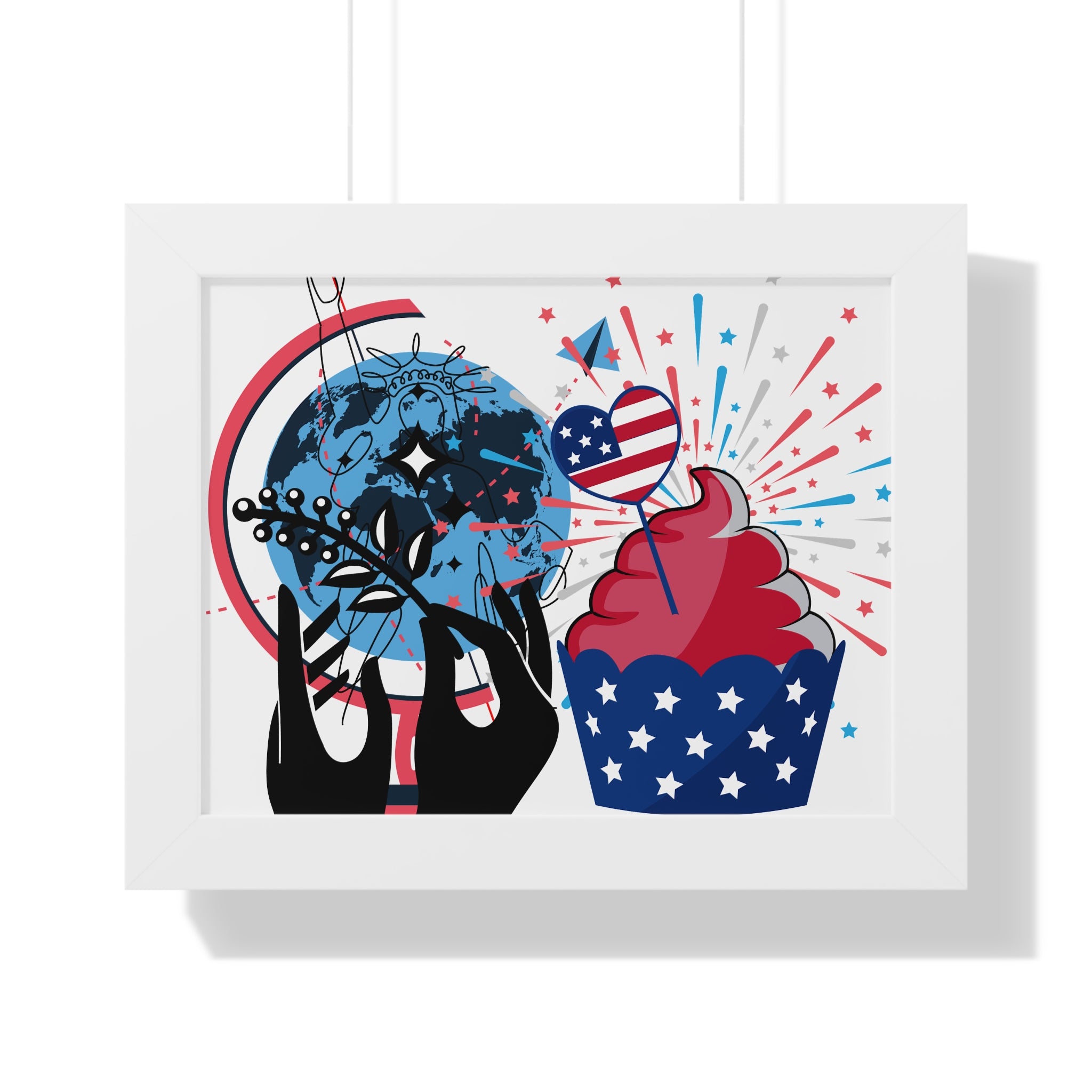 Copy of Framed Poster — Patriotic Cupcake & Skull Fourth of July Wall Art