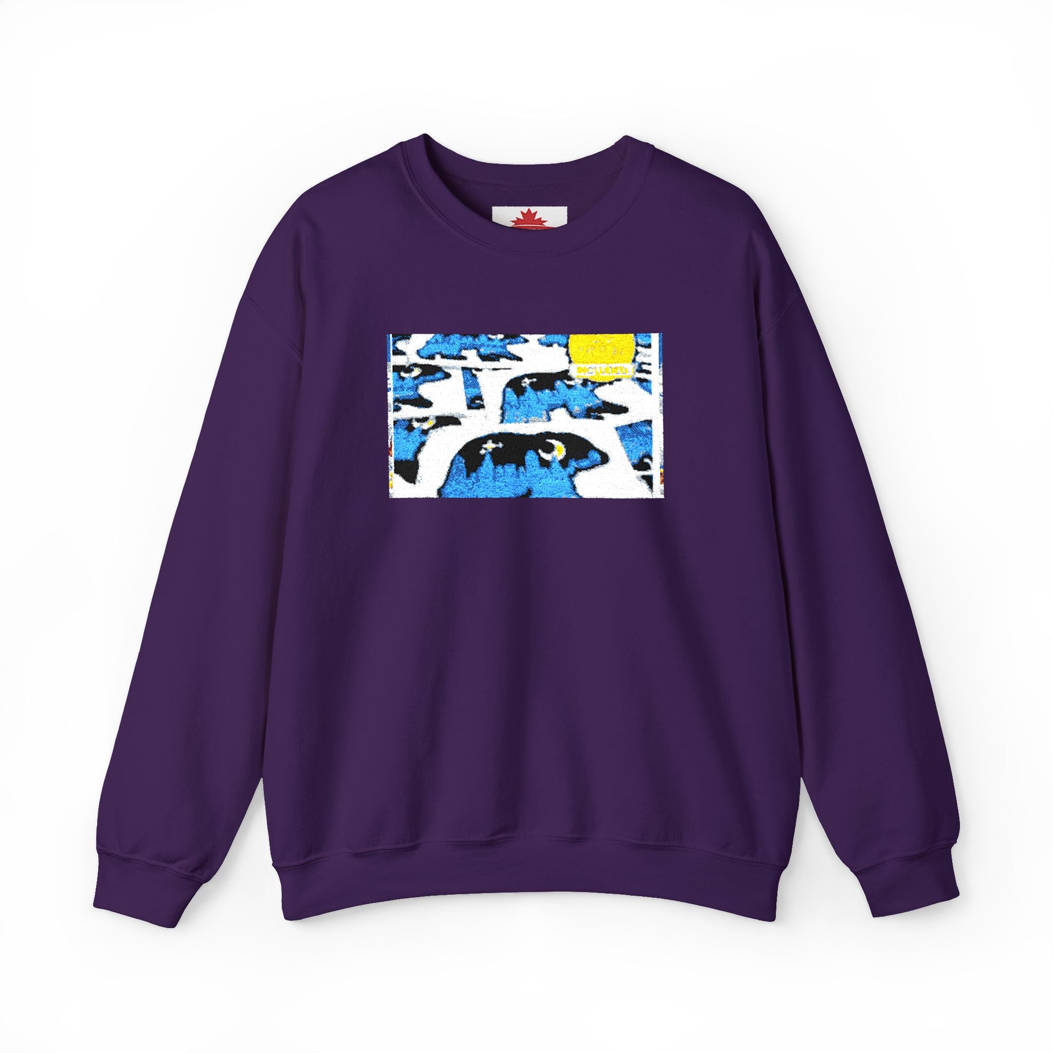 Crewneck Sweatshirt — Abstract Surf Wave Design (Blue & Yellow)