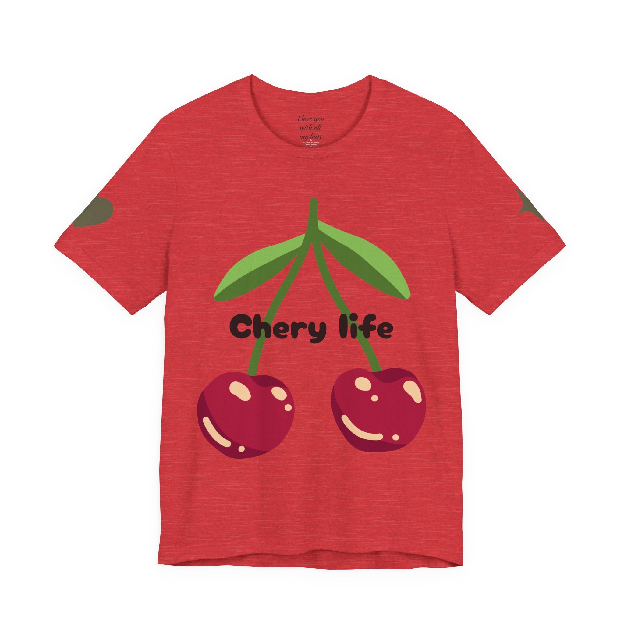 Cherry Life Tee — Cute Cherry & Heart Graphic Short Sleeve Shirt
