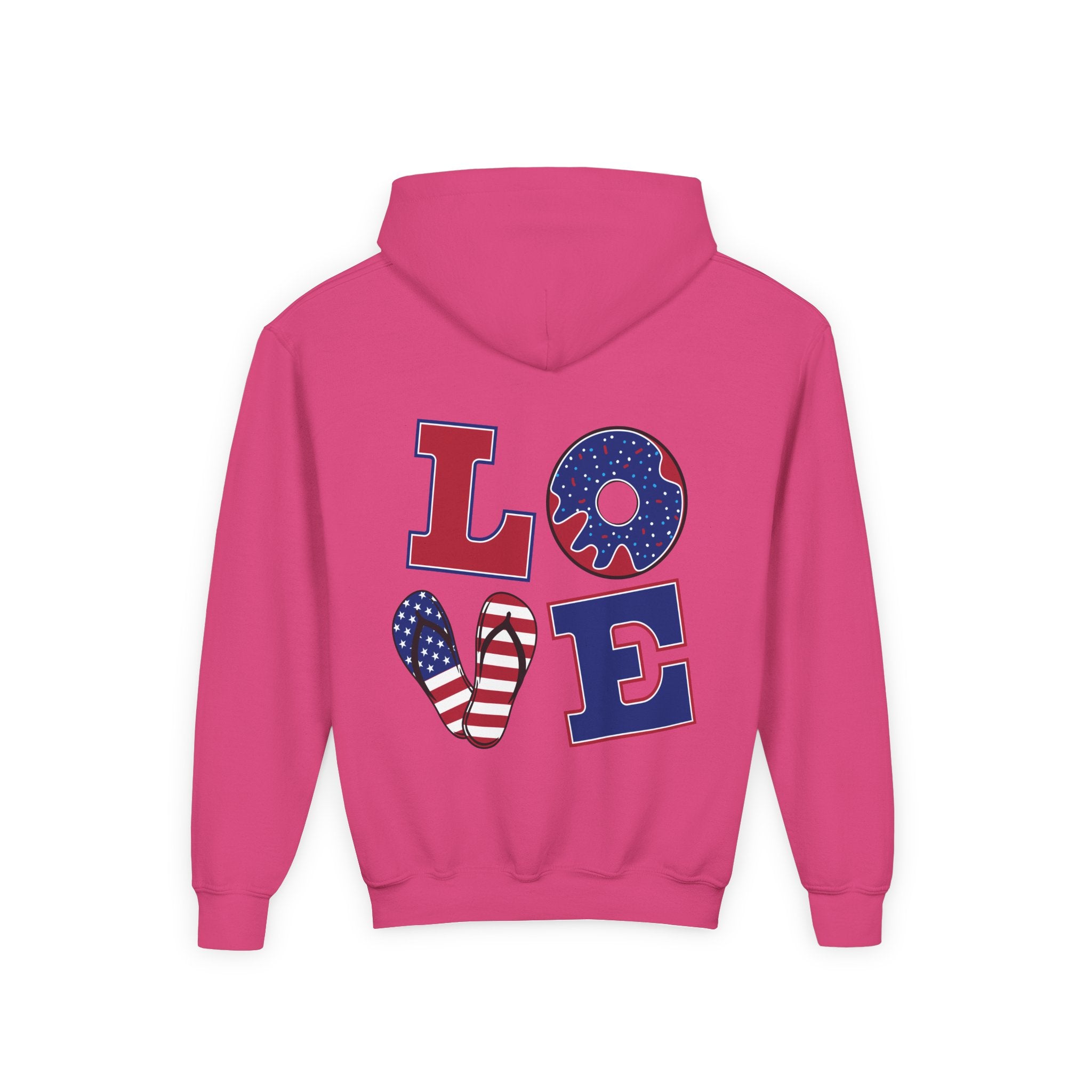 Youth Hoodie - Cute Black Cat "You’re Purrfect" Heart & Patriotic LOVE Design