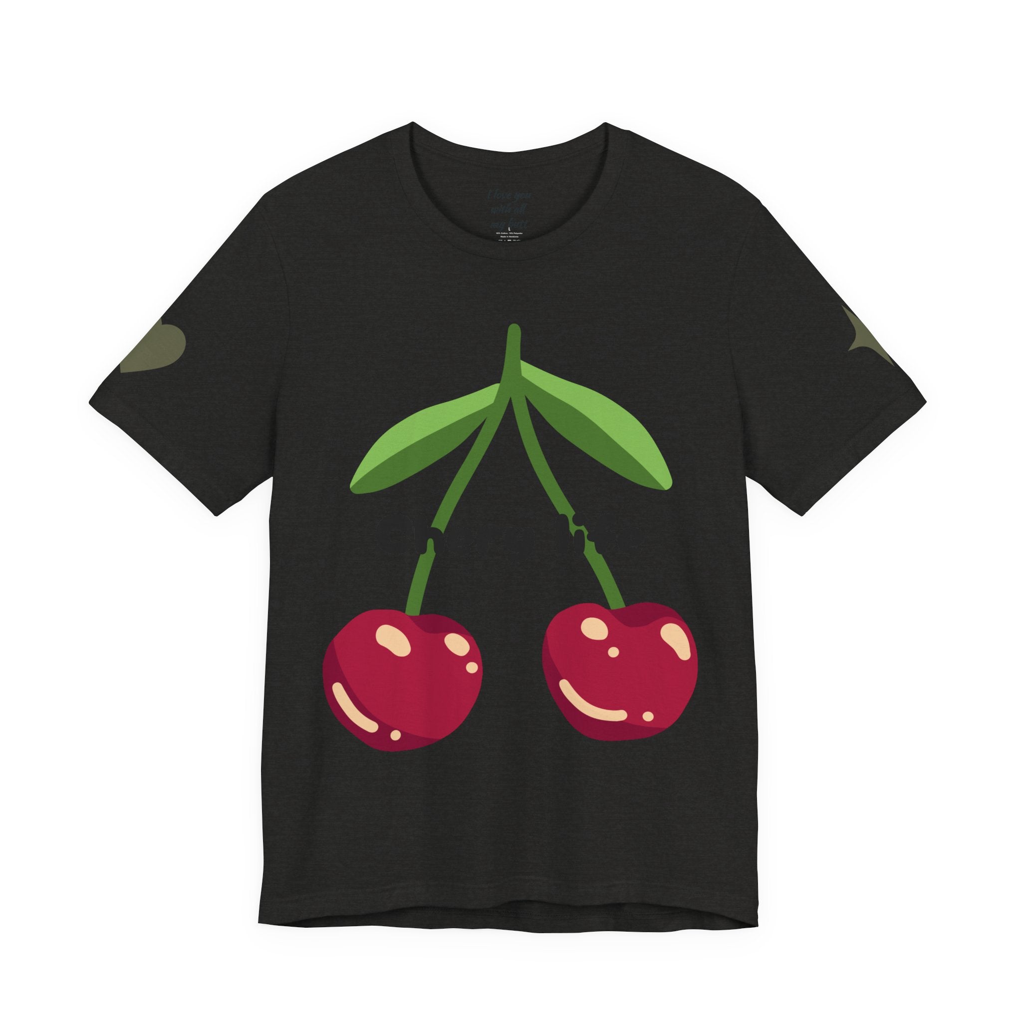 Cherry Life Tee — Cute Cherry & Heart Graphic Short Sleeve Shirt