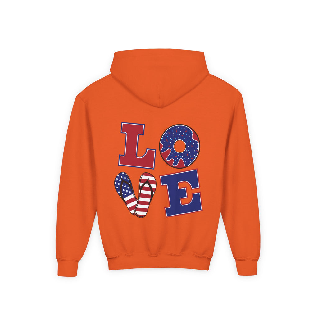 Youth Hoodie - Cute Black Cat "You’re Purrfect" Heart & Patriotic LOVE Design