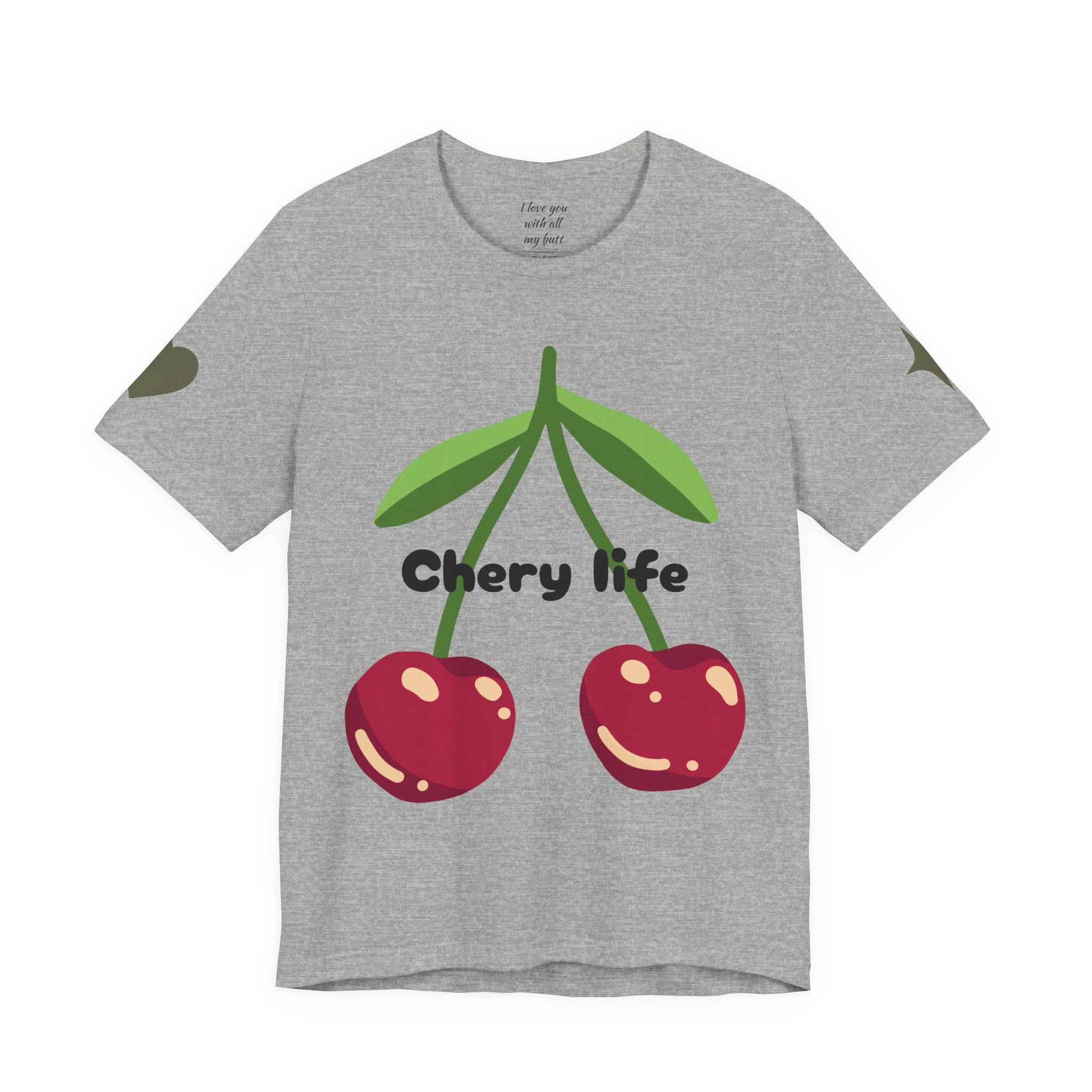 Cherry Life Tee — Cute Cherry & Heart Graphic Short Sleeve Shirt