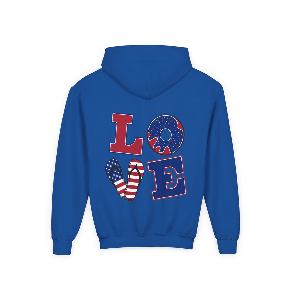Youth Hoodie - Cute Black Cat "You’re Purrfect" Heart & Patriotic LOVE Design