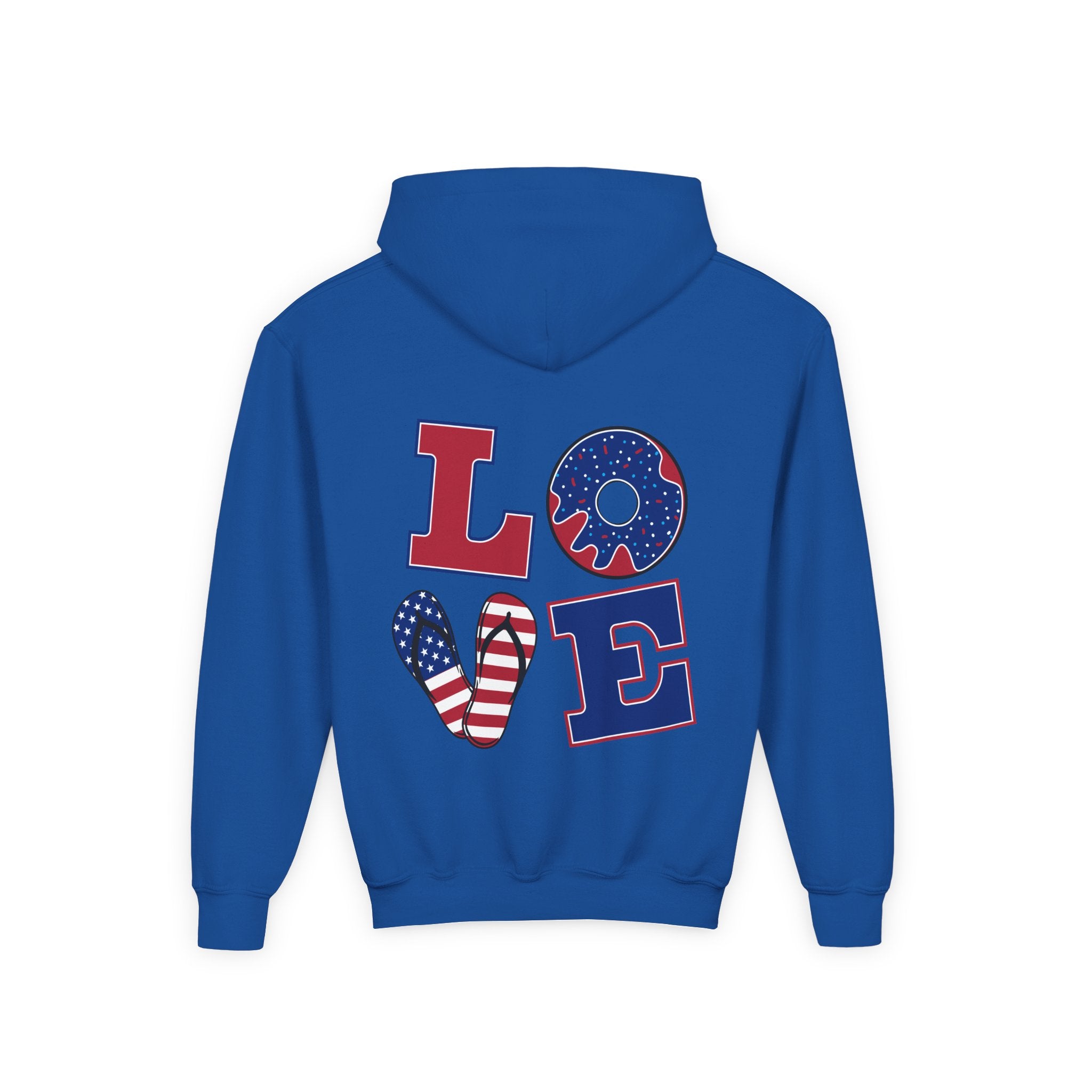 Youth Hoodie - Cute Black Cat "You’re Purrfect" Heart & Patriotic LOVE Design