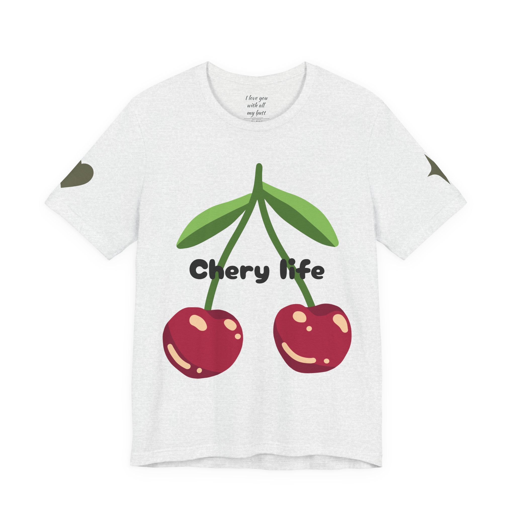 Cherry Life Tee — Cute Cherry & Heart Graphic Short Sleeve Shirt