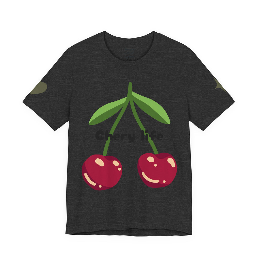 Cherry Life Tee — Cute Cherry & Heart Graphic Short Sleeve Shirt
