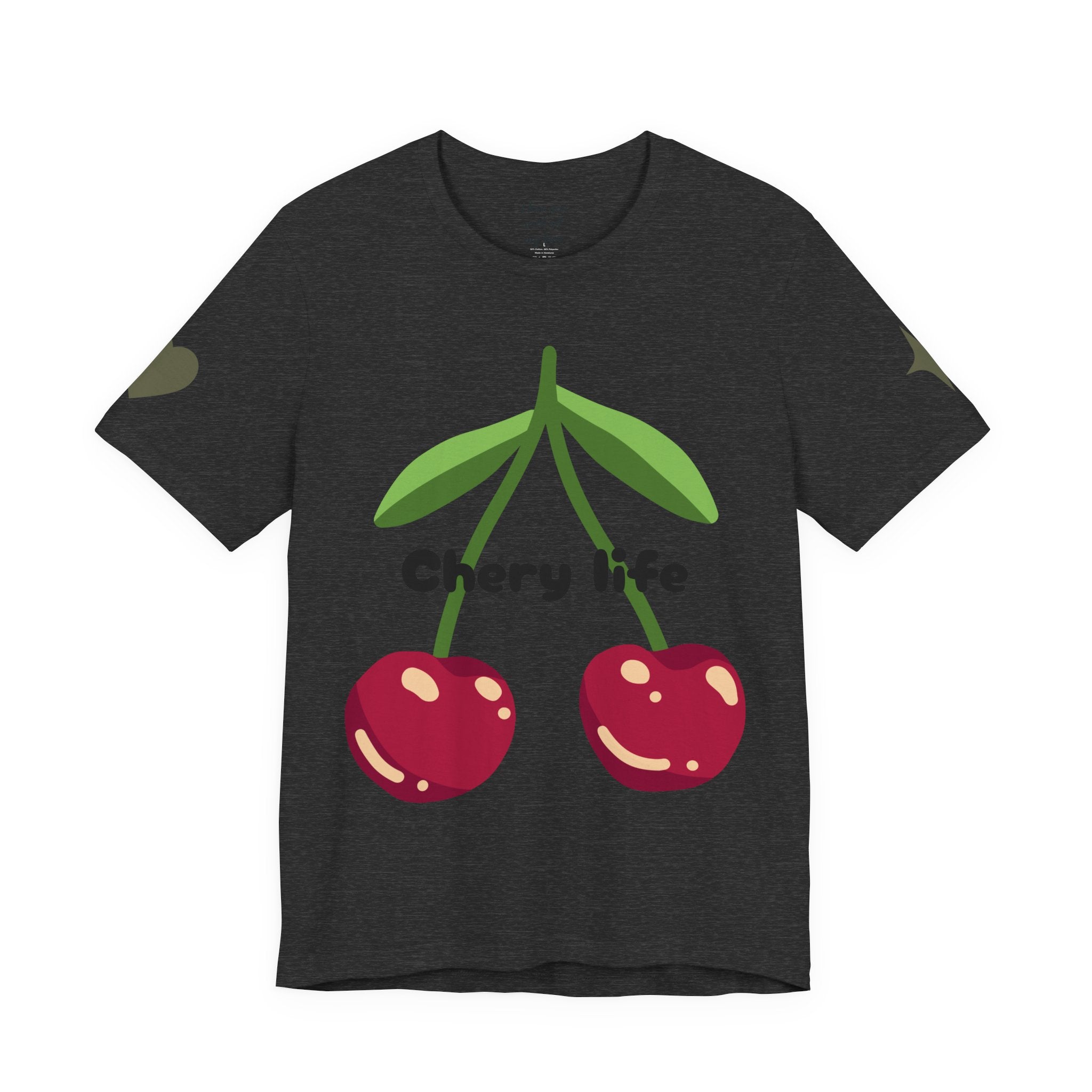 Cherry Life Tee — Cute Cherry & Heart Graphic Short Sleeve Shirt