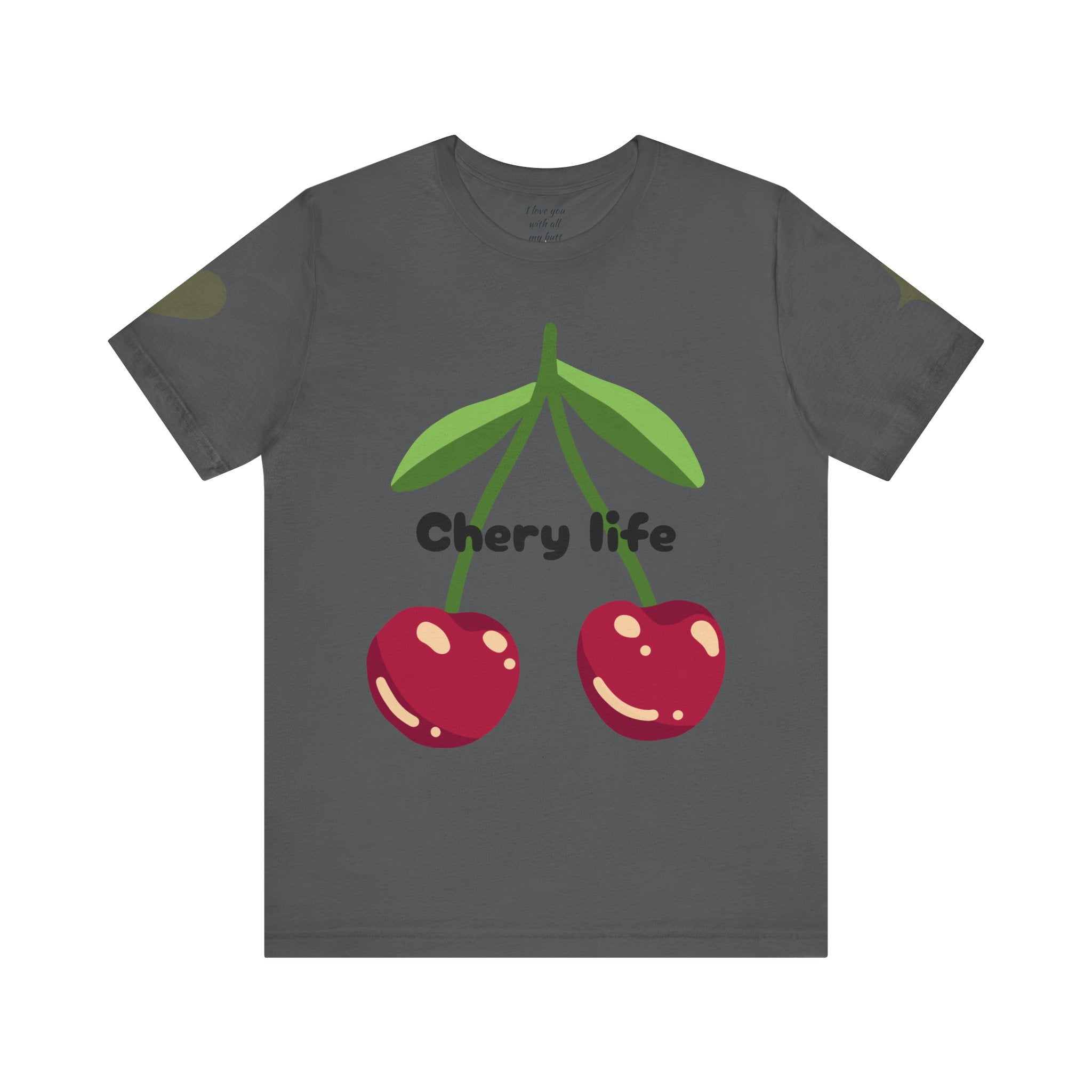 Cherry Life Tee — Cute Cherry & Heart Graphic Short Sleeve Shirt
