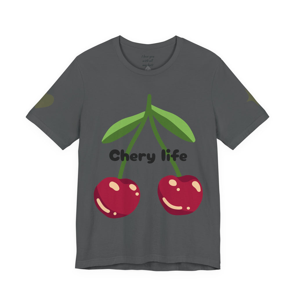 Cherry Life Tee — Cute Cherry & Heart Graphic Short Sleeve Shirt