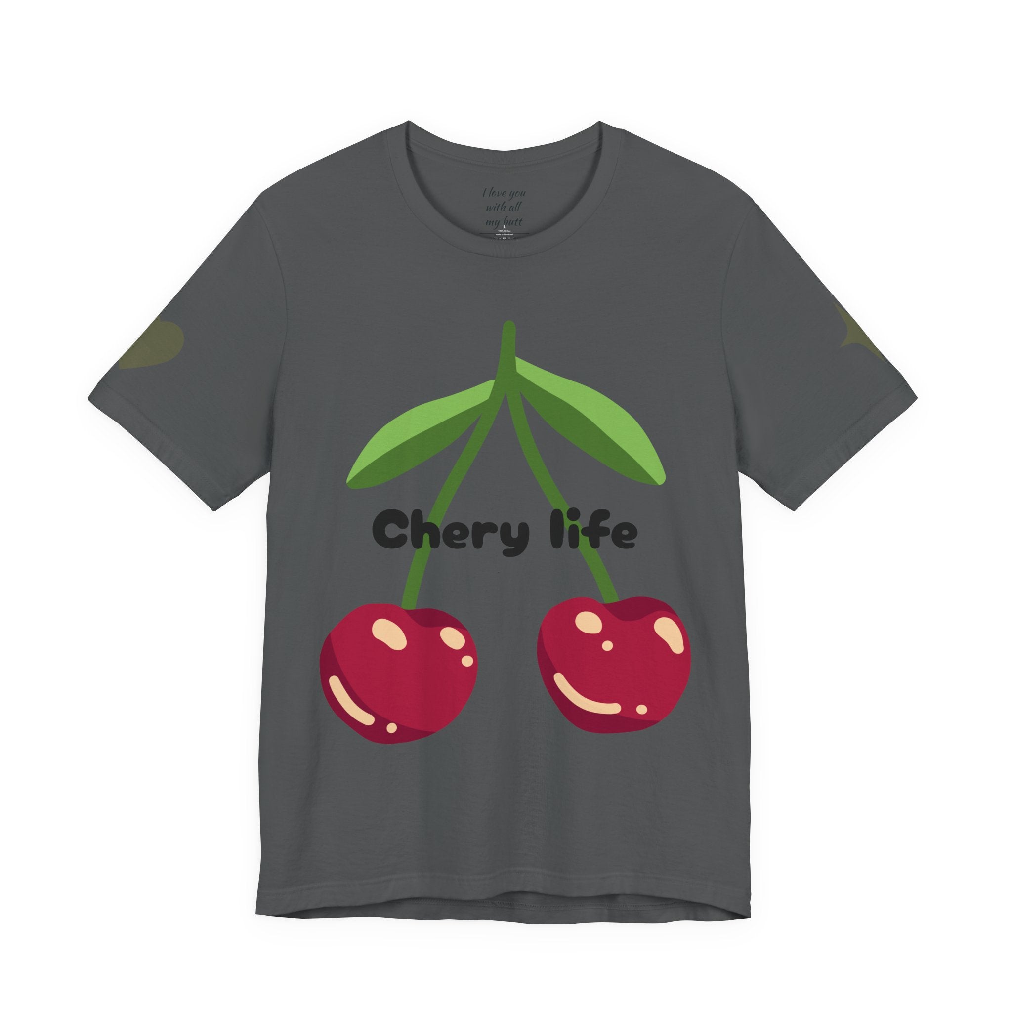 Cherry Life Tee — Cute Cherry & Heart Graphic Short Sleeve Shirt