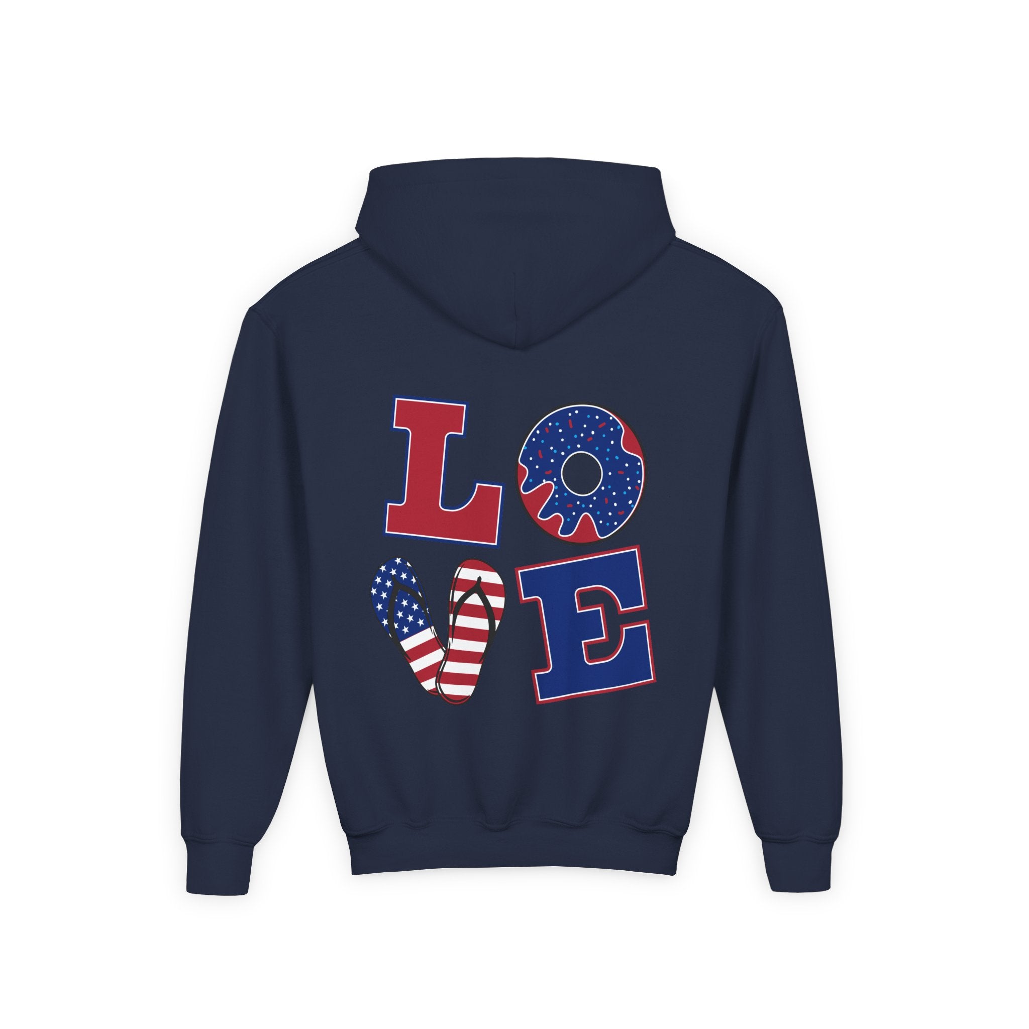 Youth Hoodie - Cute Black Cat "You’re Purrfect" Heart & Patriotic LOVE Design