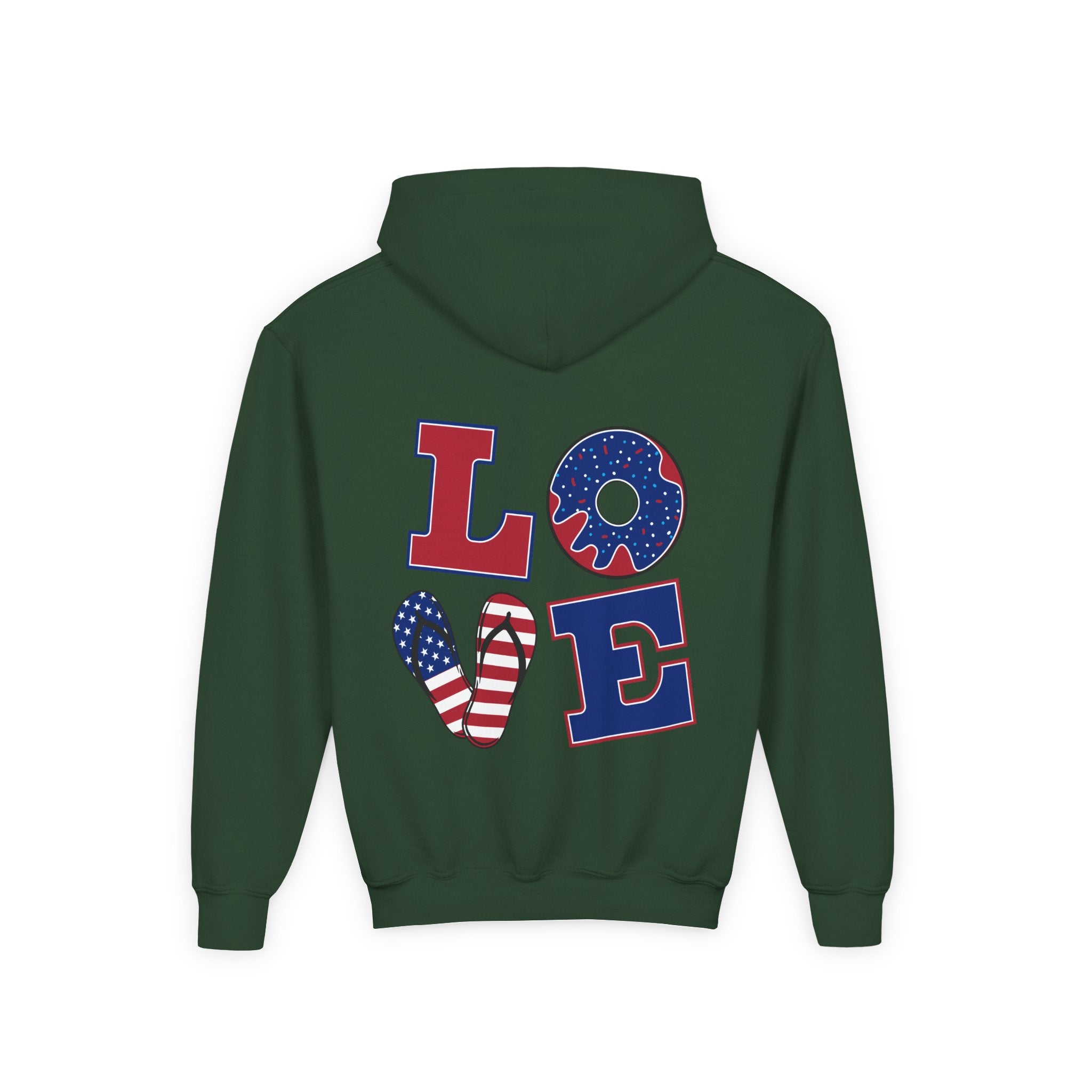 Youth Hoodie - Cute Black Cat "You’re Purrfect" Heart & Patriotic LOVE Design