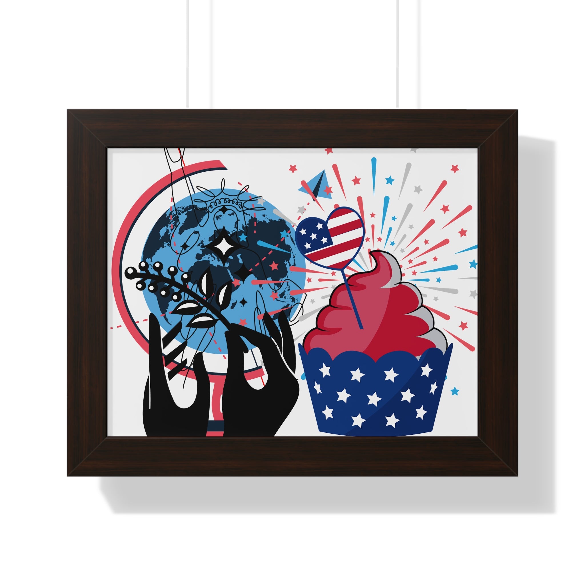 Copy of Framed Poster — Patriotic Cupcake & Skull Fourth of July Wall Art