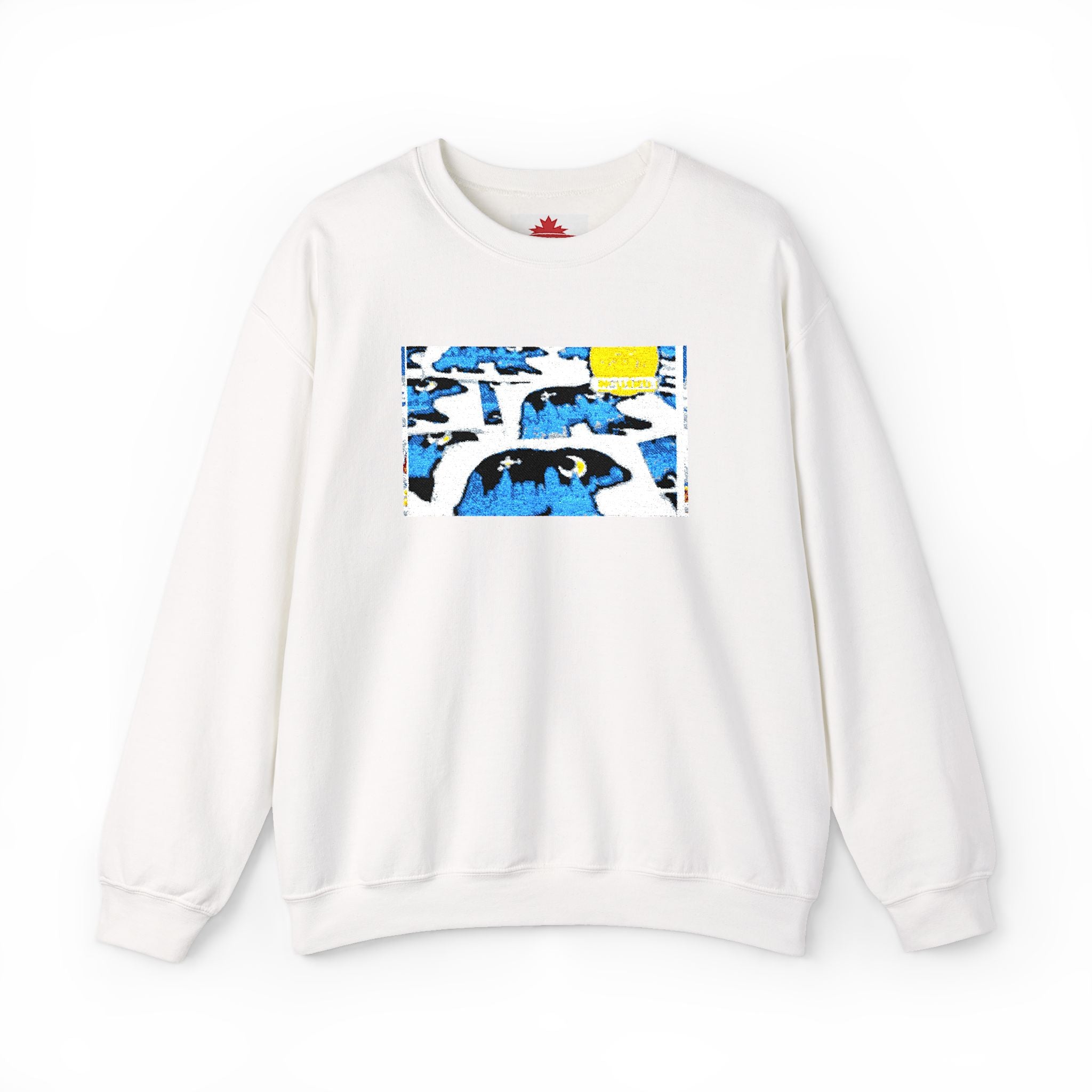 Crewneck Sweatshirt — Abstract Surf Wave Design (Blue & Yellow)