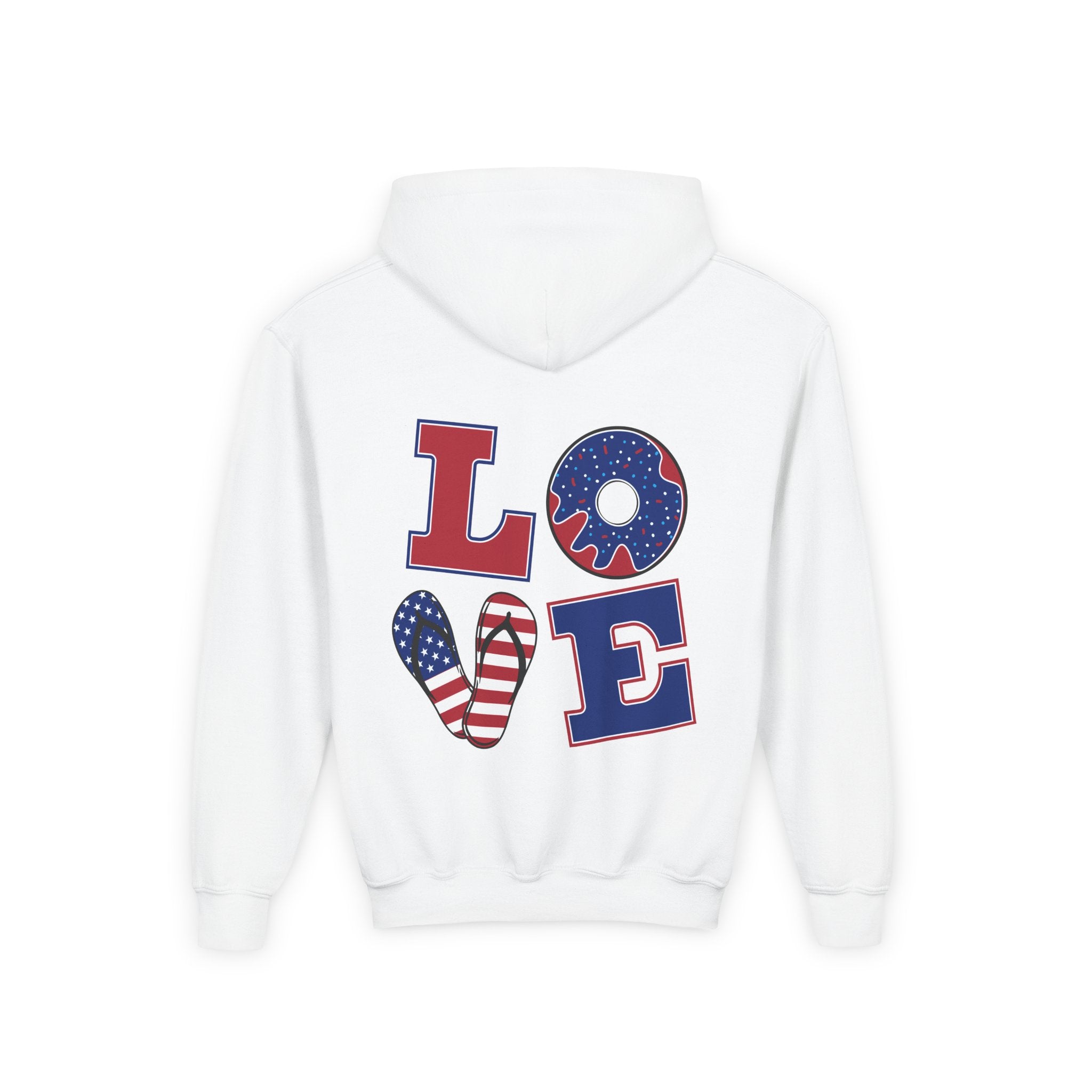 Youth Hoodie - Cute Black Cat "You’re Purrfect" Heart & Patriotic LOVE Design