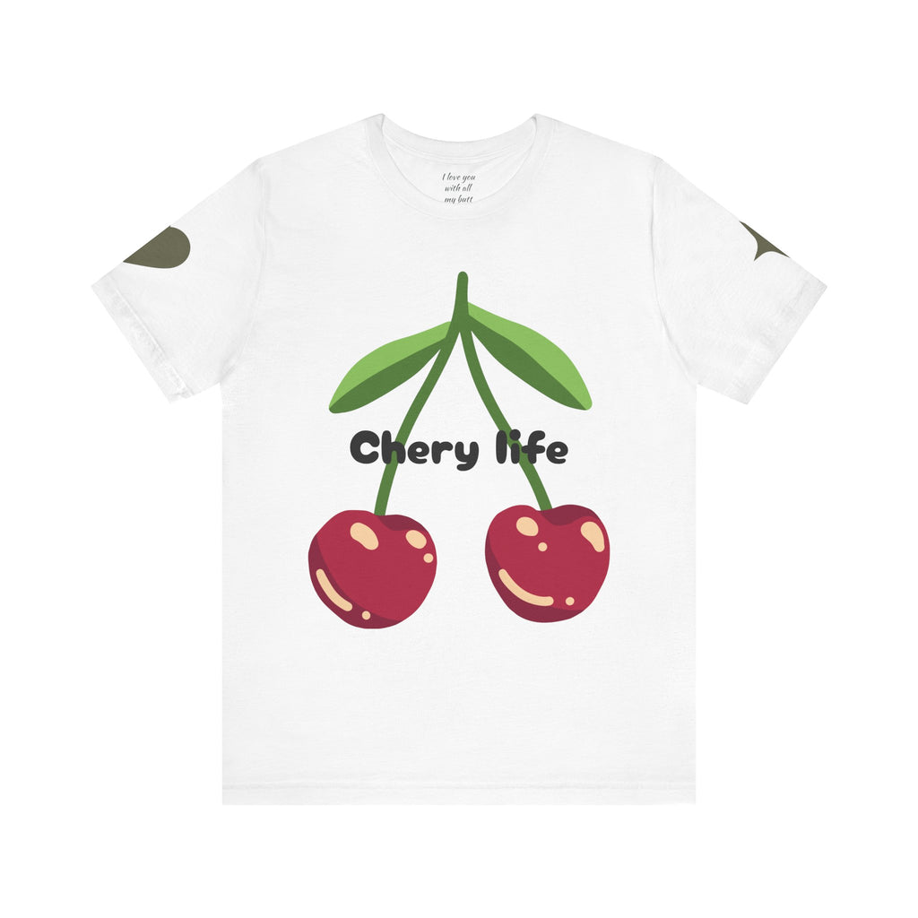 Cherry Life Tee — Cute Cherry & Heart Graphic Short Sleeve Shirt
