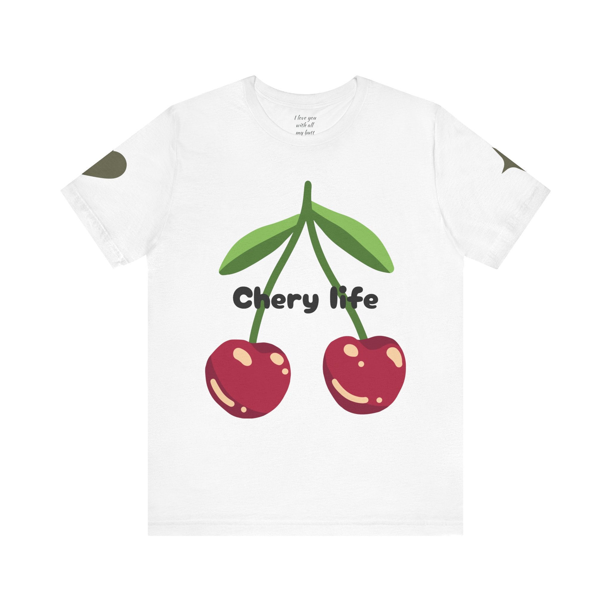 Cherry Life Tee — Cute Cherry & Heart Graphic Short Sleeve Shirt