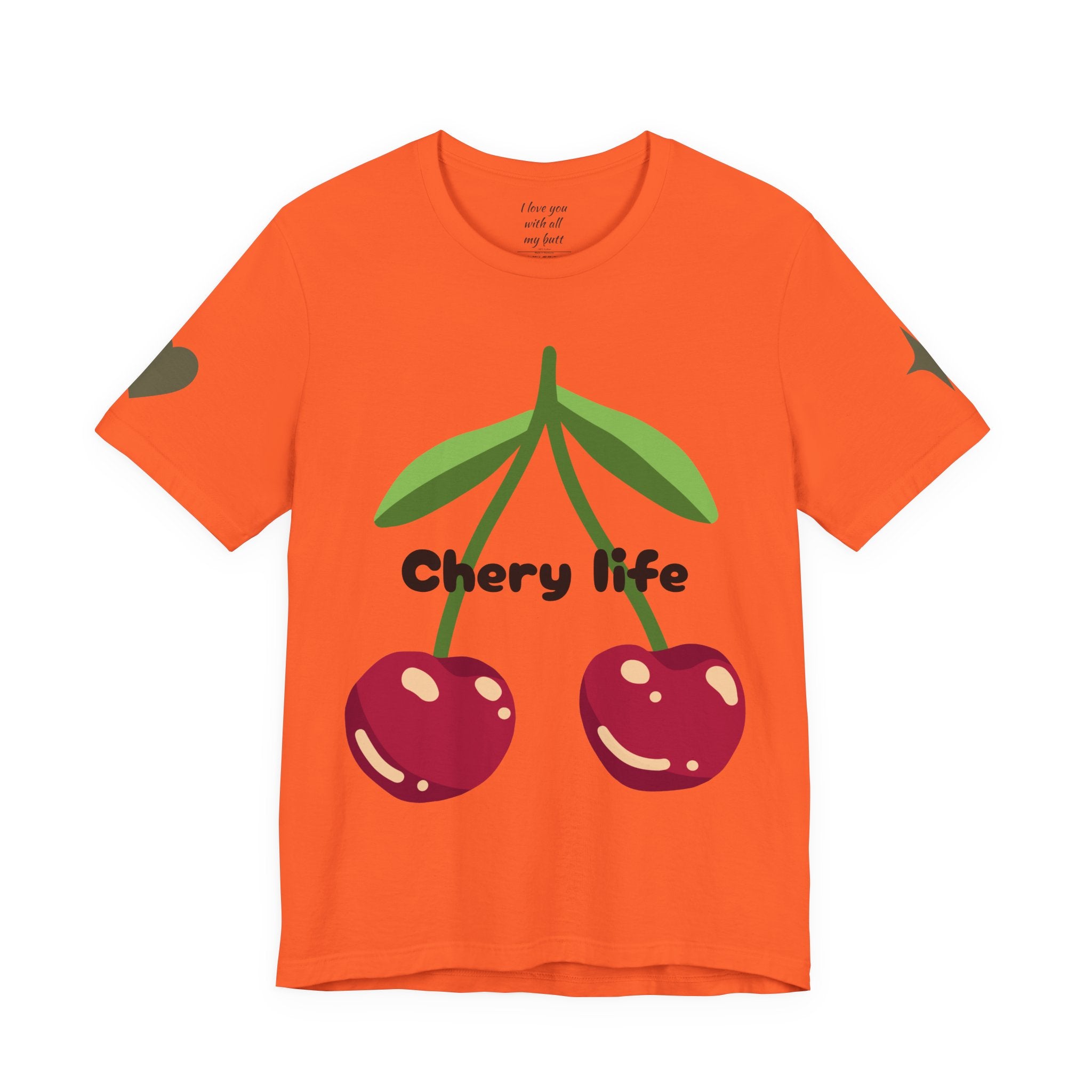 Cherry Life Tee — Cute Cherry & Heart Graphic Short Sleeve Shirt