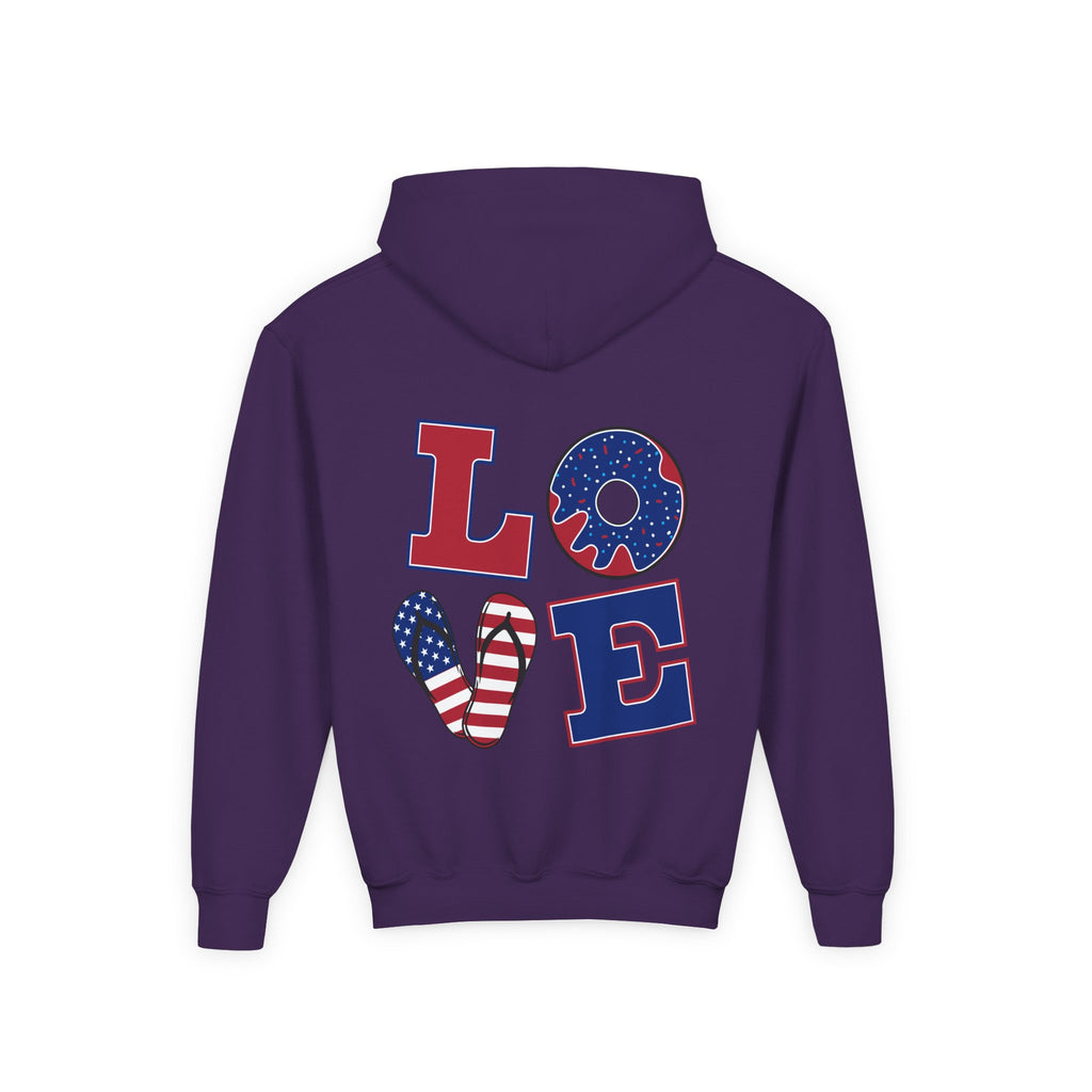 Youth Hoodie - Cute Black Cat "You’re Purrfect" Heart & Patriotic LOVE Design
