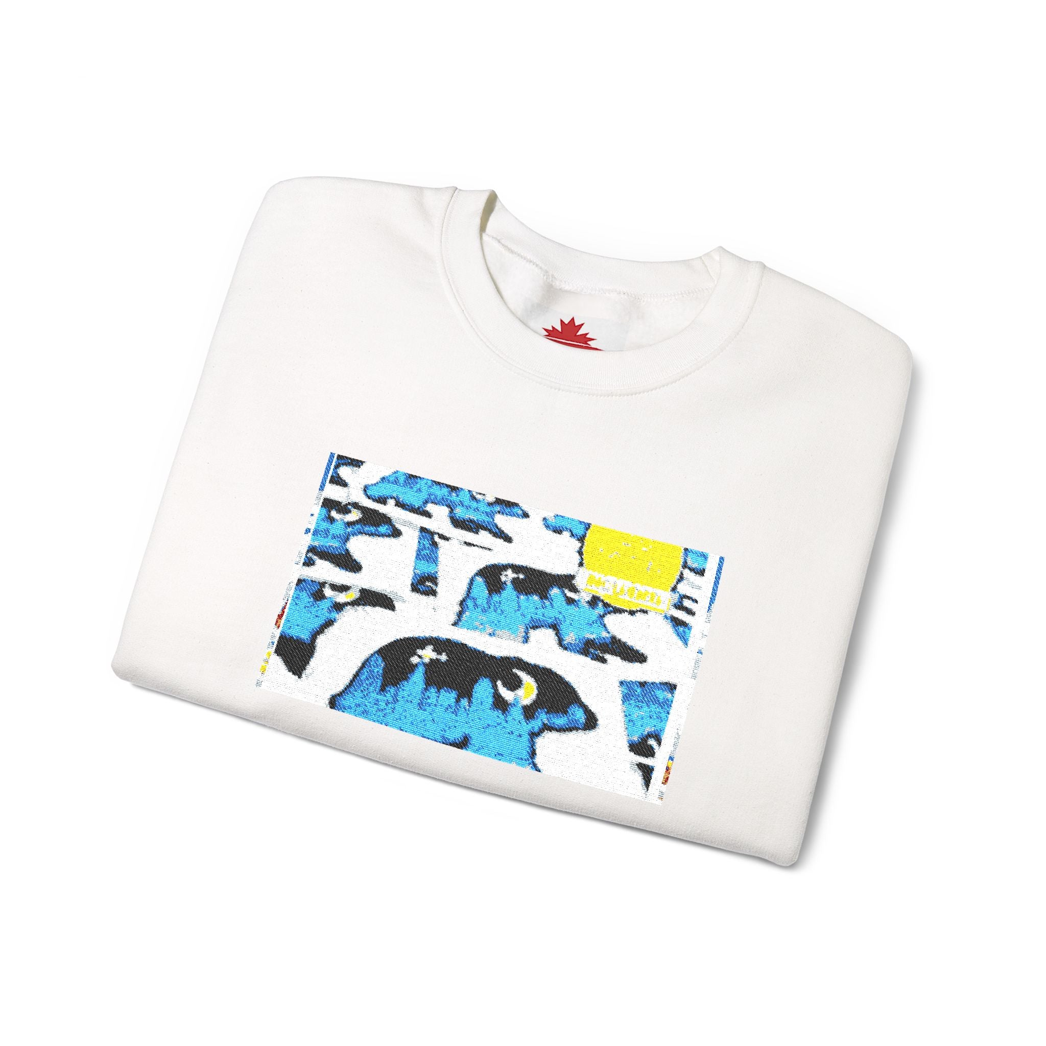 Crewneck Sweatshirt — Abstract Surf Wave Design (Blue & Yellow)