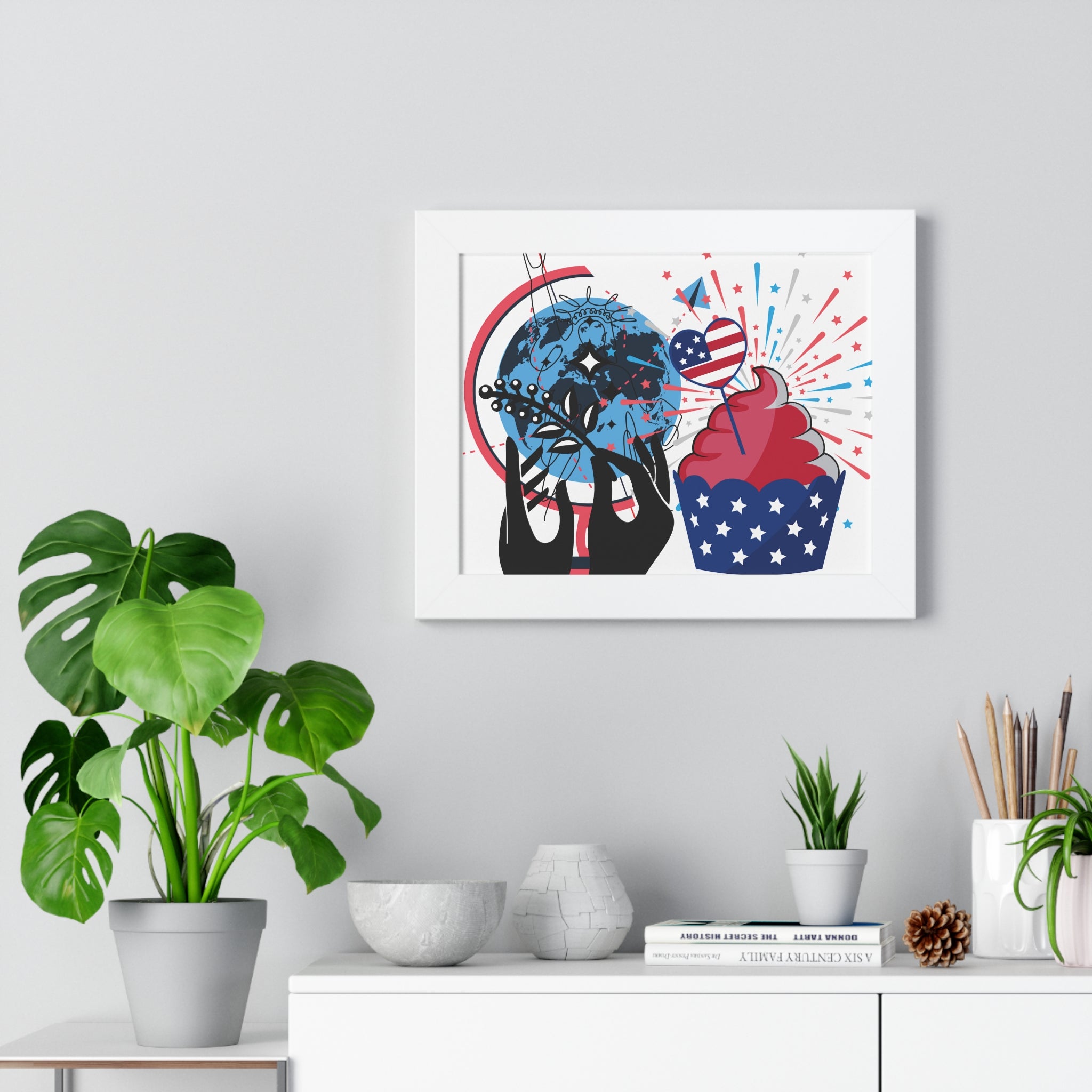 Copy of Framed Poster — Patriotic Cupcake & Skull Fourth of July Wall Art