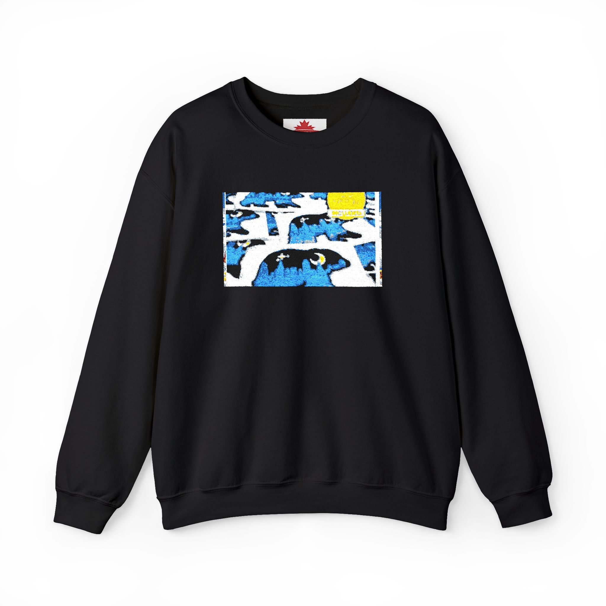 Crewneck Sweatshirt — Abstract Surf Wave Design (Blue & Yellow)