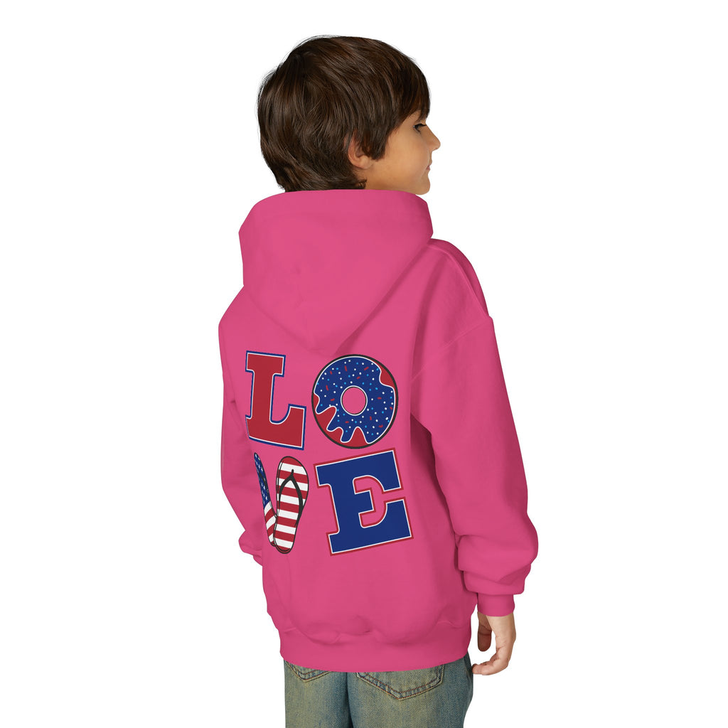 Youth Hoodie - Cute Black Cat "You’re Purrfect" Heart & Patriotic LOVE Design