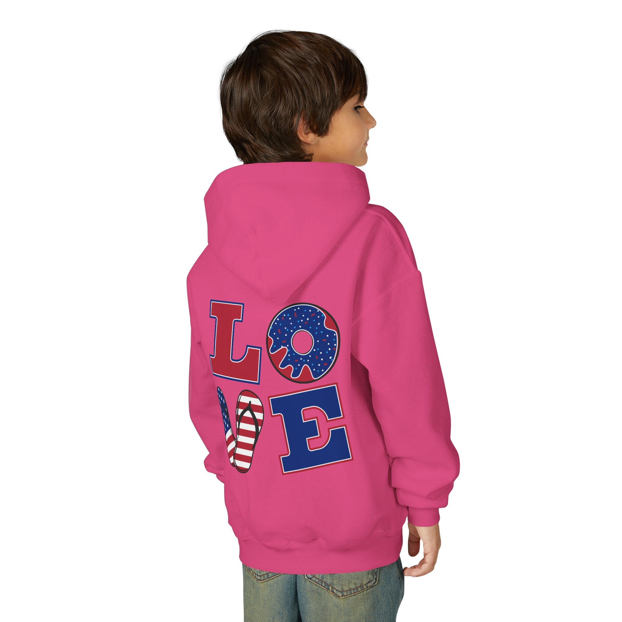 Youth Hoodie - Cute Black Cat "You’re Purrfect" Heart & Patriotic LOVE Design