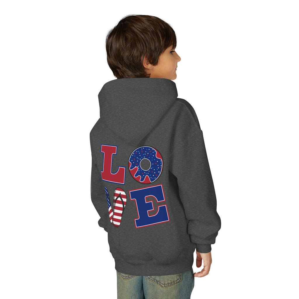 Youth Hoodie - Cute Black Cat "You’re Purrfect" Heart & Patriotic LOVE Design