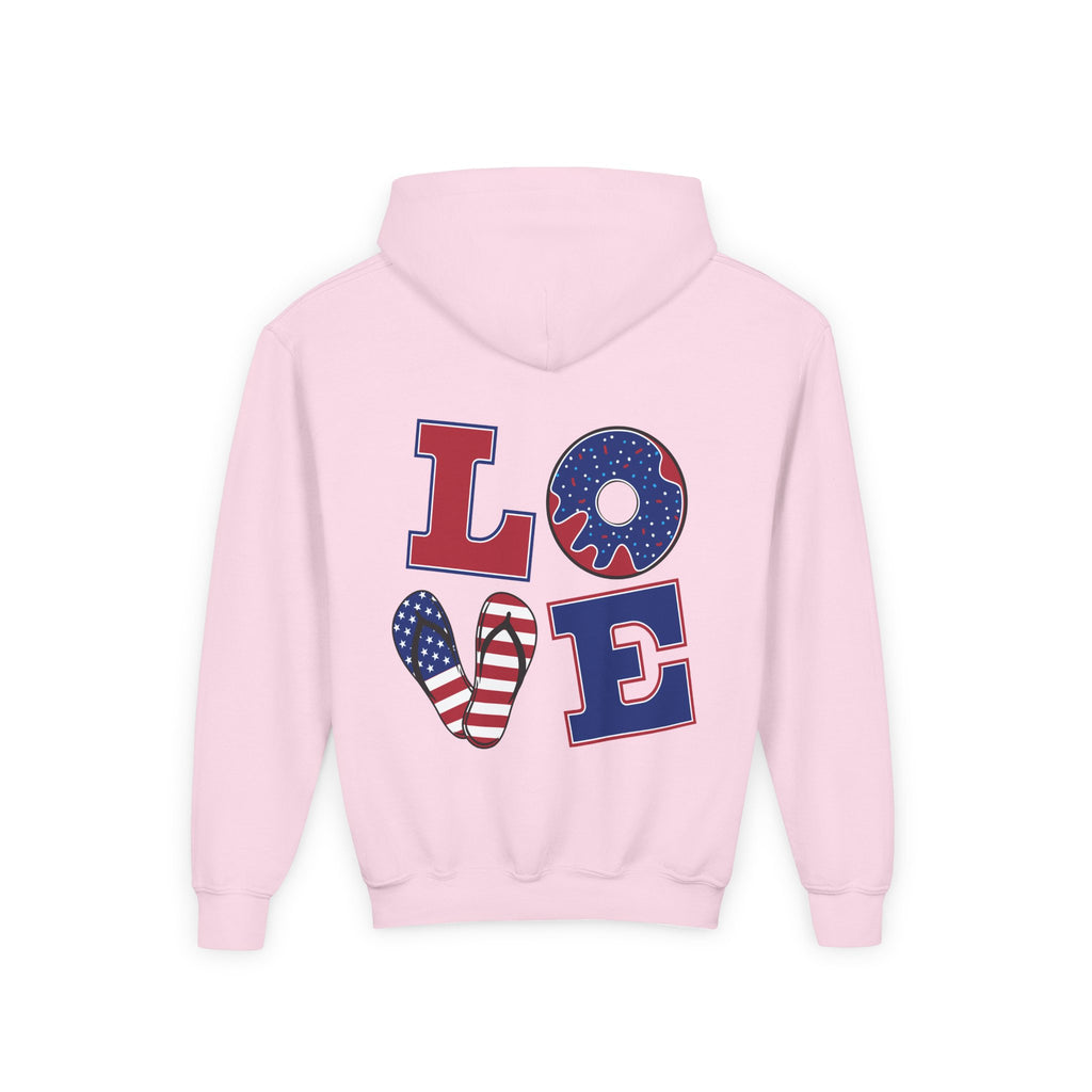 Youth Hoodie - Cute Black Cat "You’re Purrfect" Heart & Patriotic LOVE Design