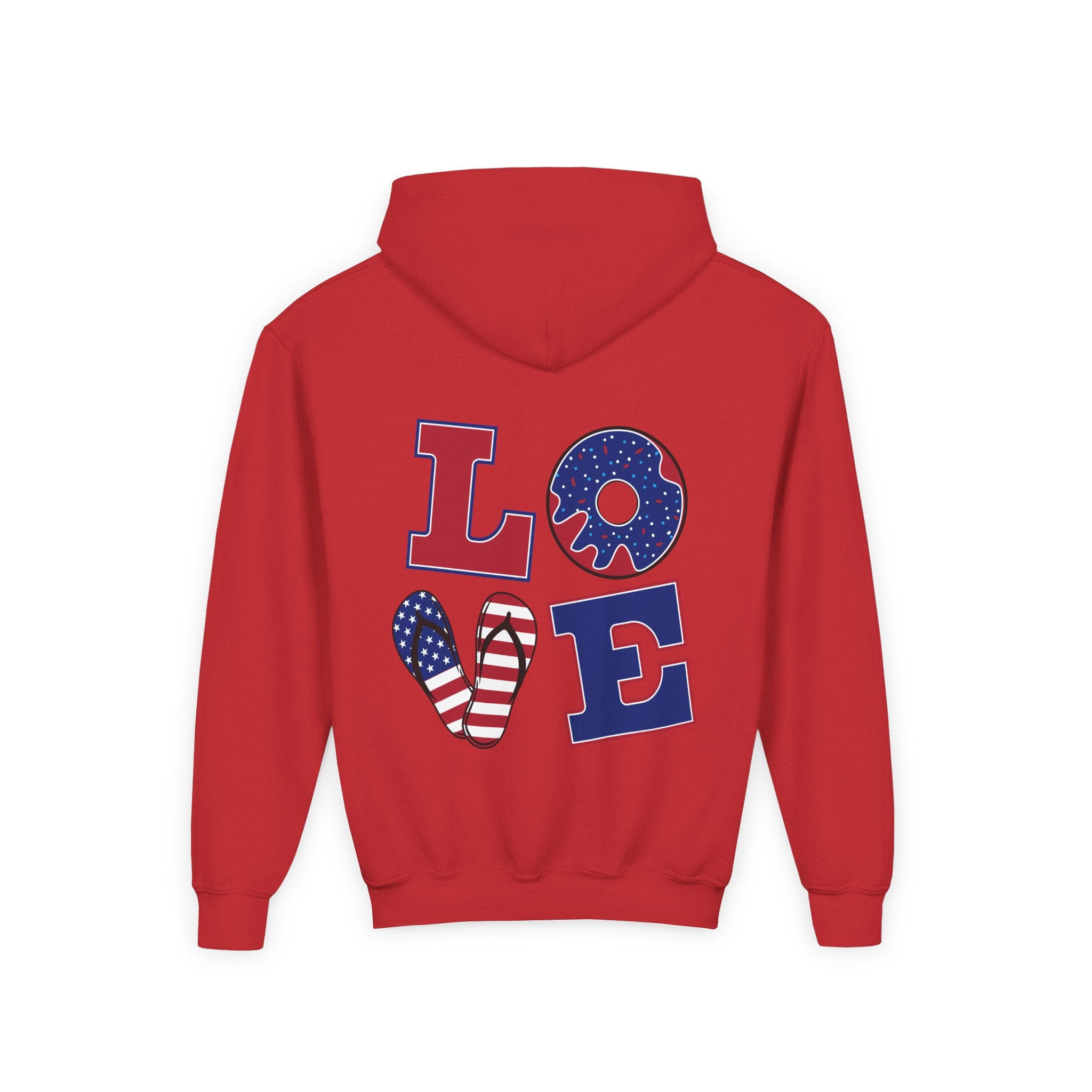 Youth Hoodie - Cute Black Cat "You’re Purrfect" Heart & Patriotic LOVE Design