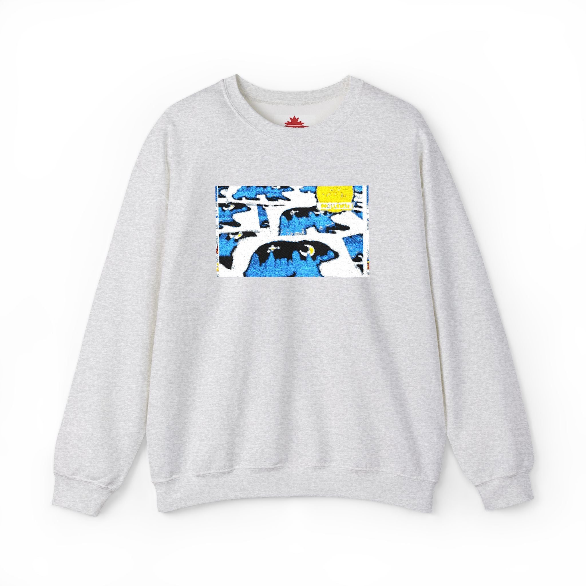Crewneck Sweatshirt — Abstract Surf Wave Design (Blue & Yellow)