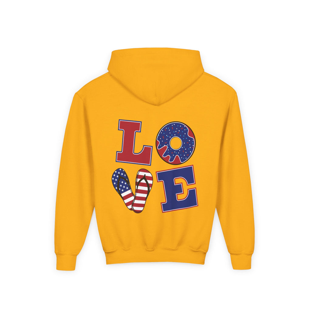 Youth Hoodie - Cute Black Cat "You’re Purrfect" Heart & Patriotic LOVE Design