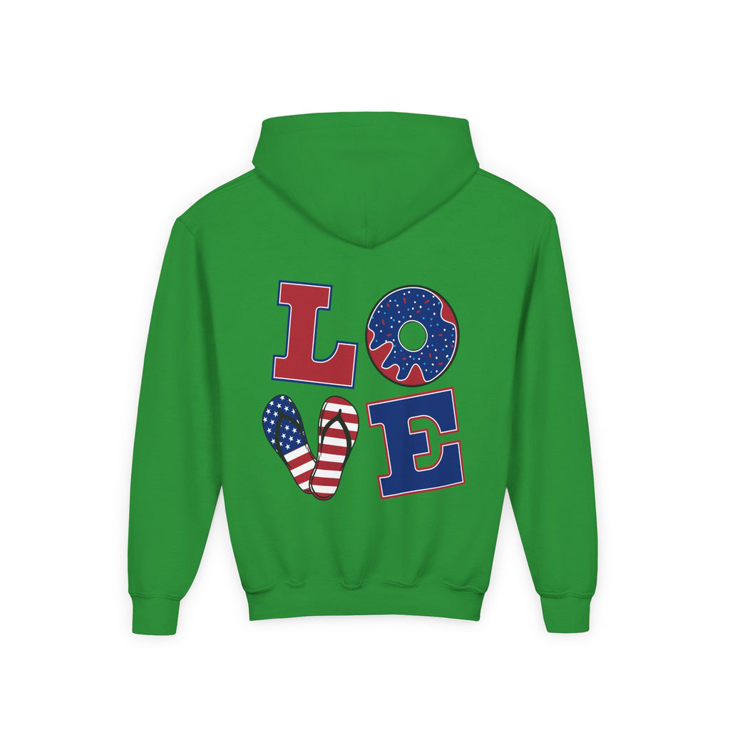 Youth Hoodie - Cute Black Cat "You’re Purrfect" Heart & Patriotic LOVE Design