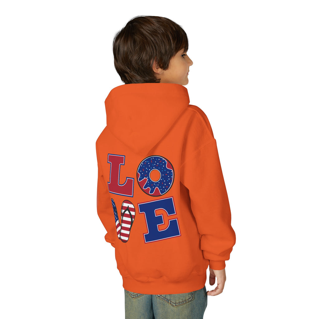 Youth Hoodie - Cute Black Cat "You’re Purrfect" Heart & Patriotic LOVE Design