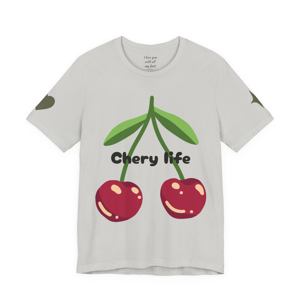 Cherry Life Tee — Cute Cherry & Heart Graphic Short Sleeve Shirt