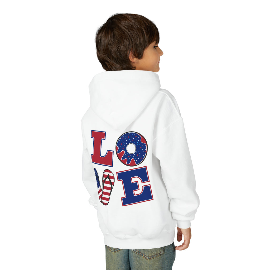 Youth Hoodie - Cute Black Cat "You’re Purrfect" Heart & Patriotic LOVE Design