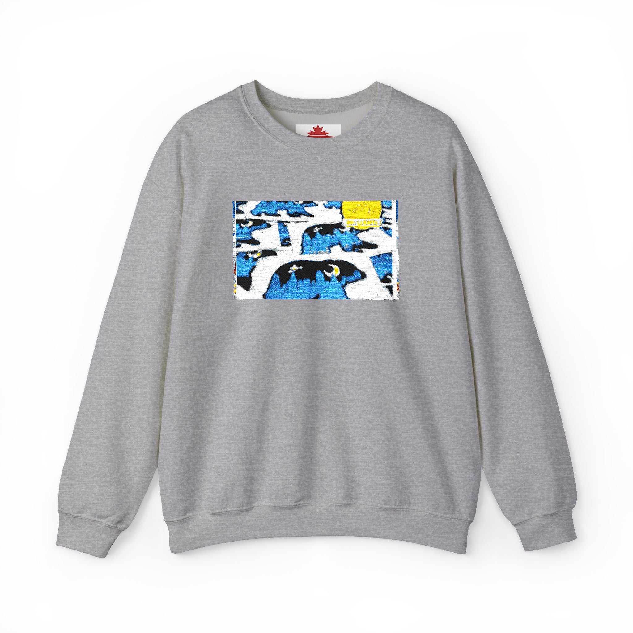 Crewneck Sweatshirt — Abstract Surf Wave Design (Blue & Yellow)
