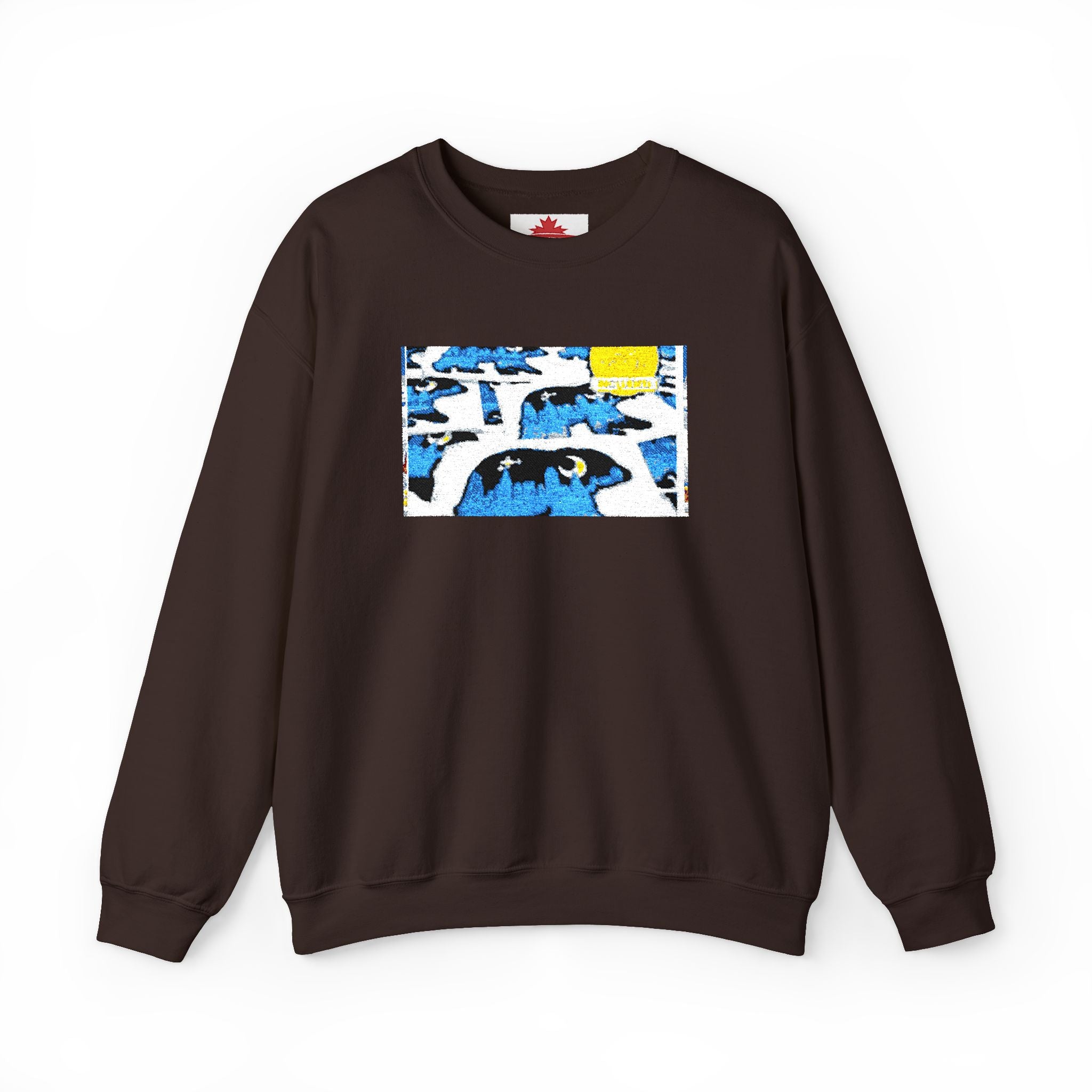 Crewneck Sweatshirt — Abstract Surf Wave Design (Blue & Yellow)