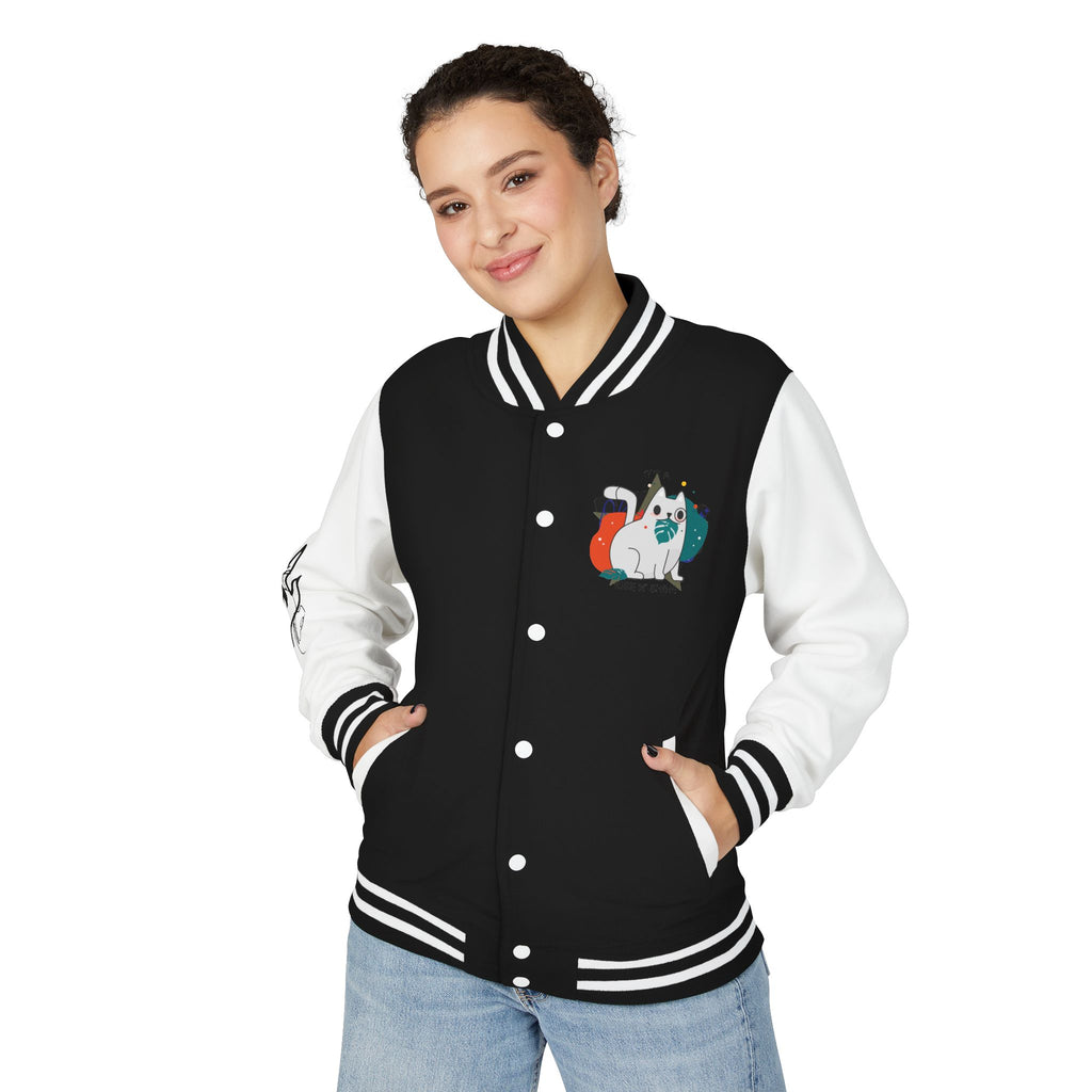 Letterman Jacket — Retro 'Step Back, The World Is Growing' Graphic
