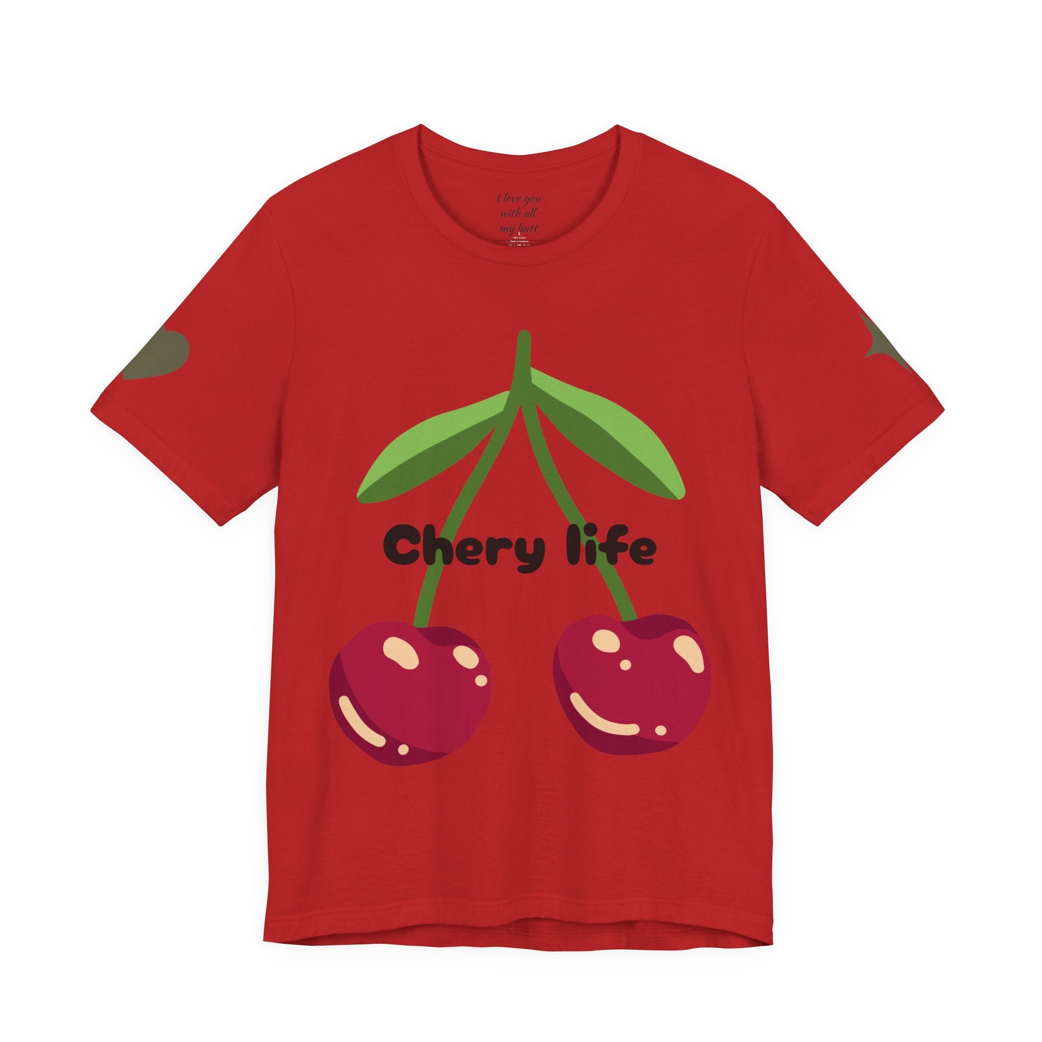 Cherry Life Tee — Cute Cherry & Heart Graphic Short Sleeve Shirt