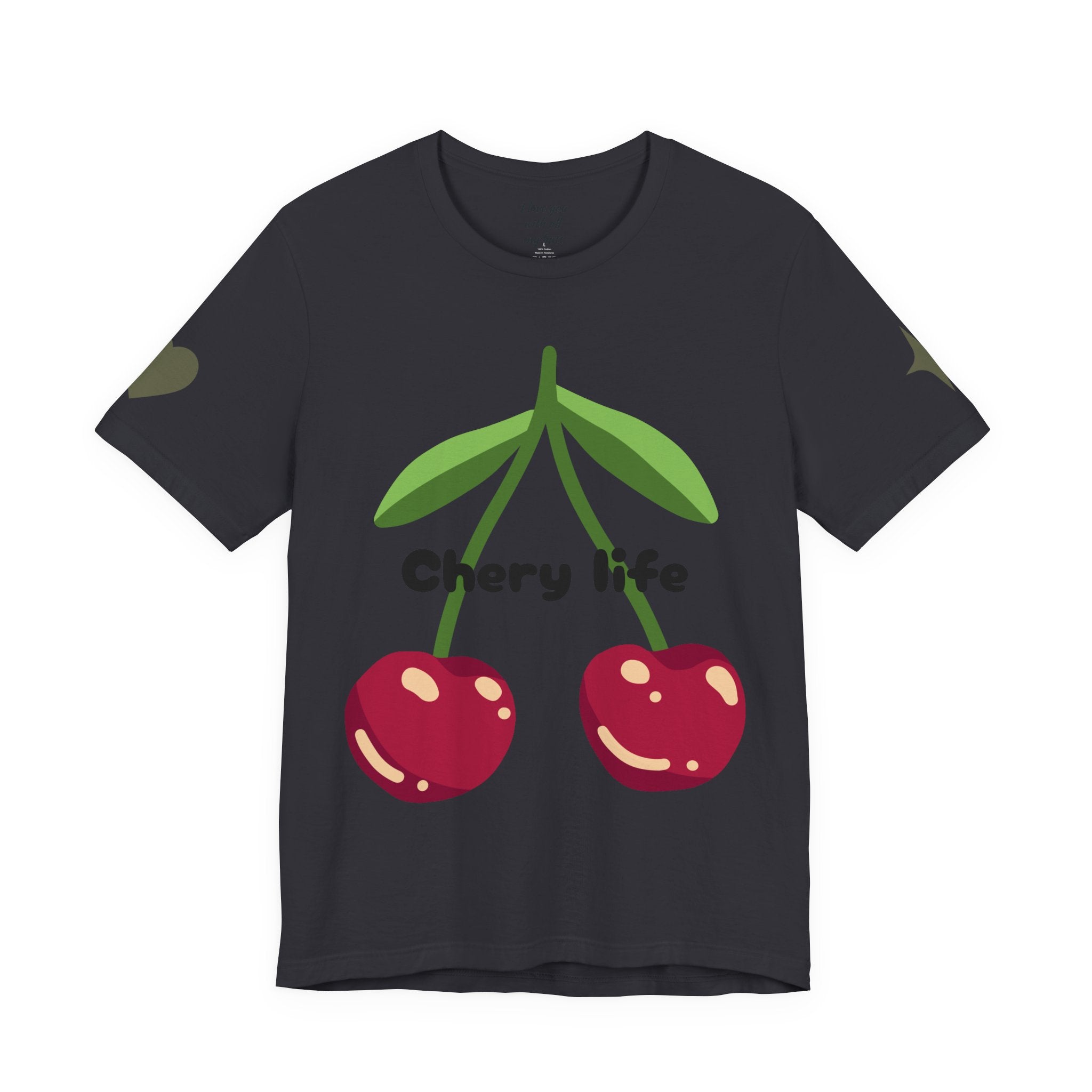 Cherry Life Tee — Cute Cherry & Heart Graphic Short Sleeve Shirt