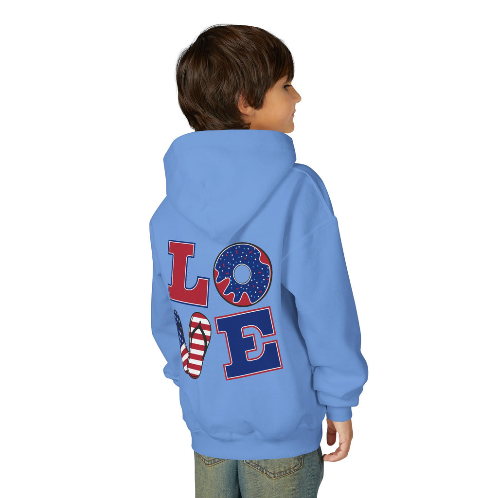 Youth Hoodie - Cute Black Cat "You’re Purrfect" Heart & Patriotic LOVE Design