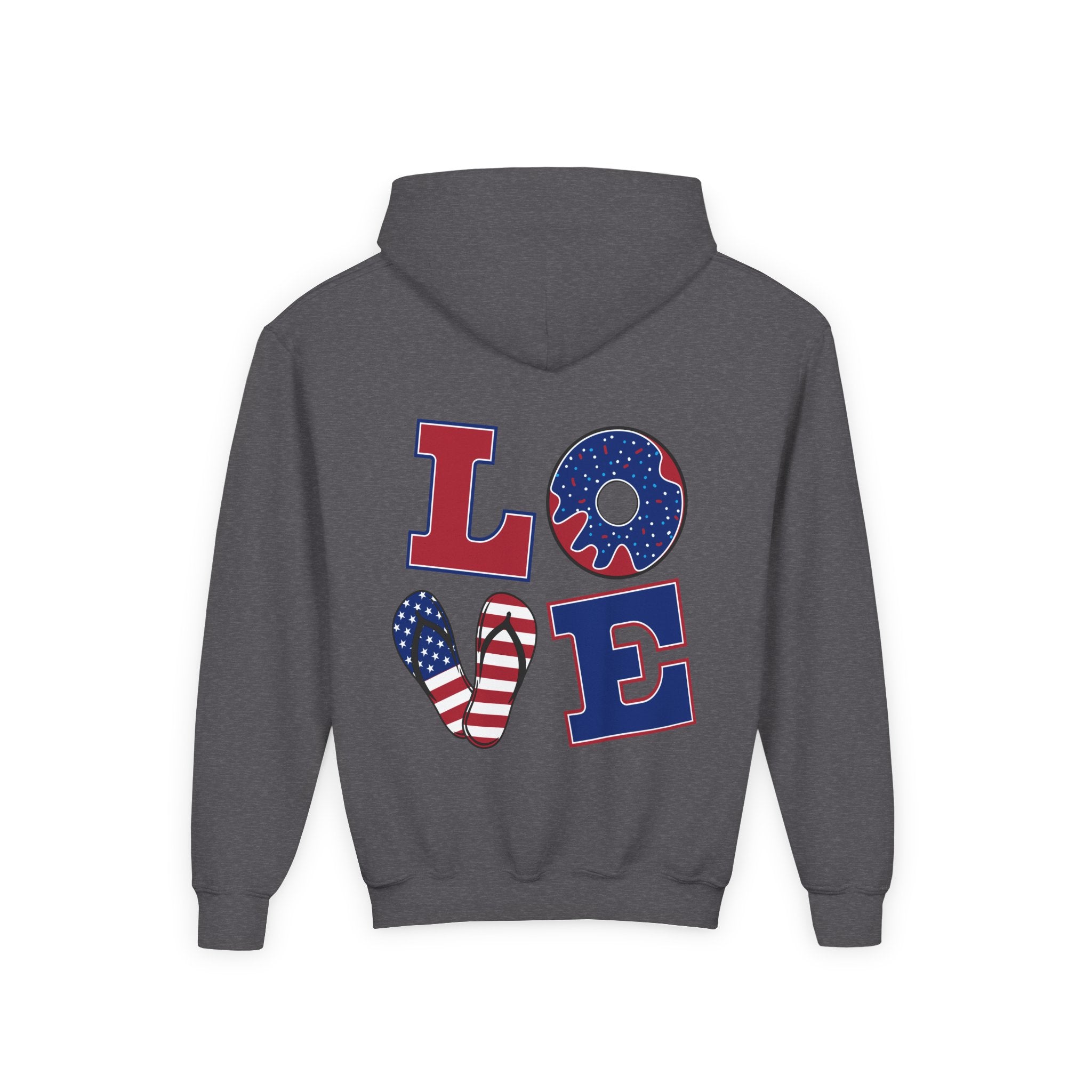 Youth Hoodie - Cute Black Cat "You’re Purrfect" Heart & Patriotic LOVE Design