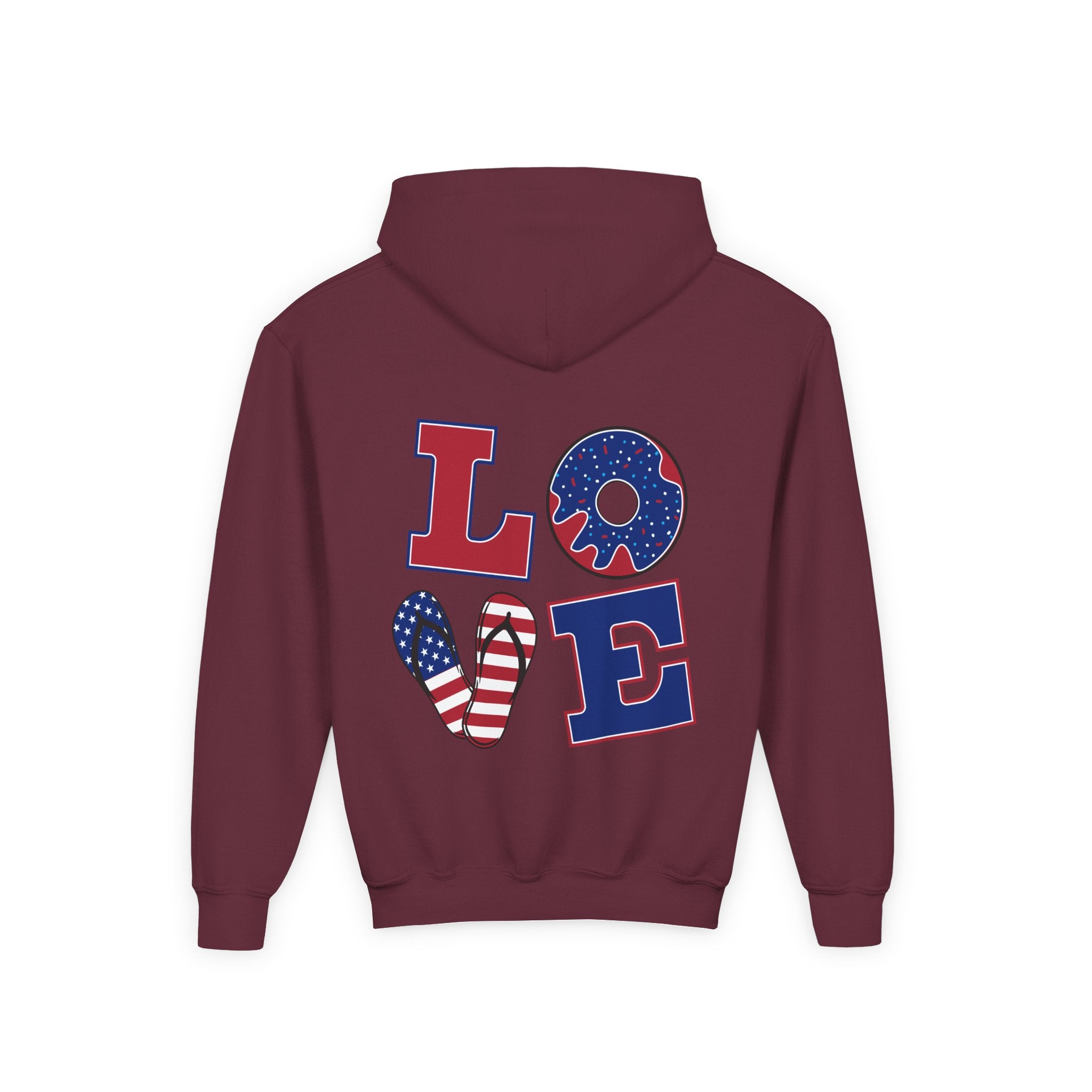 Youth Hoodie - Cute Black Cat "You’re Purrfect" Heart & Patriotic LOVE Design