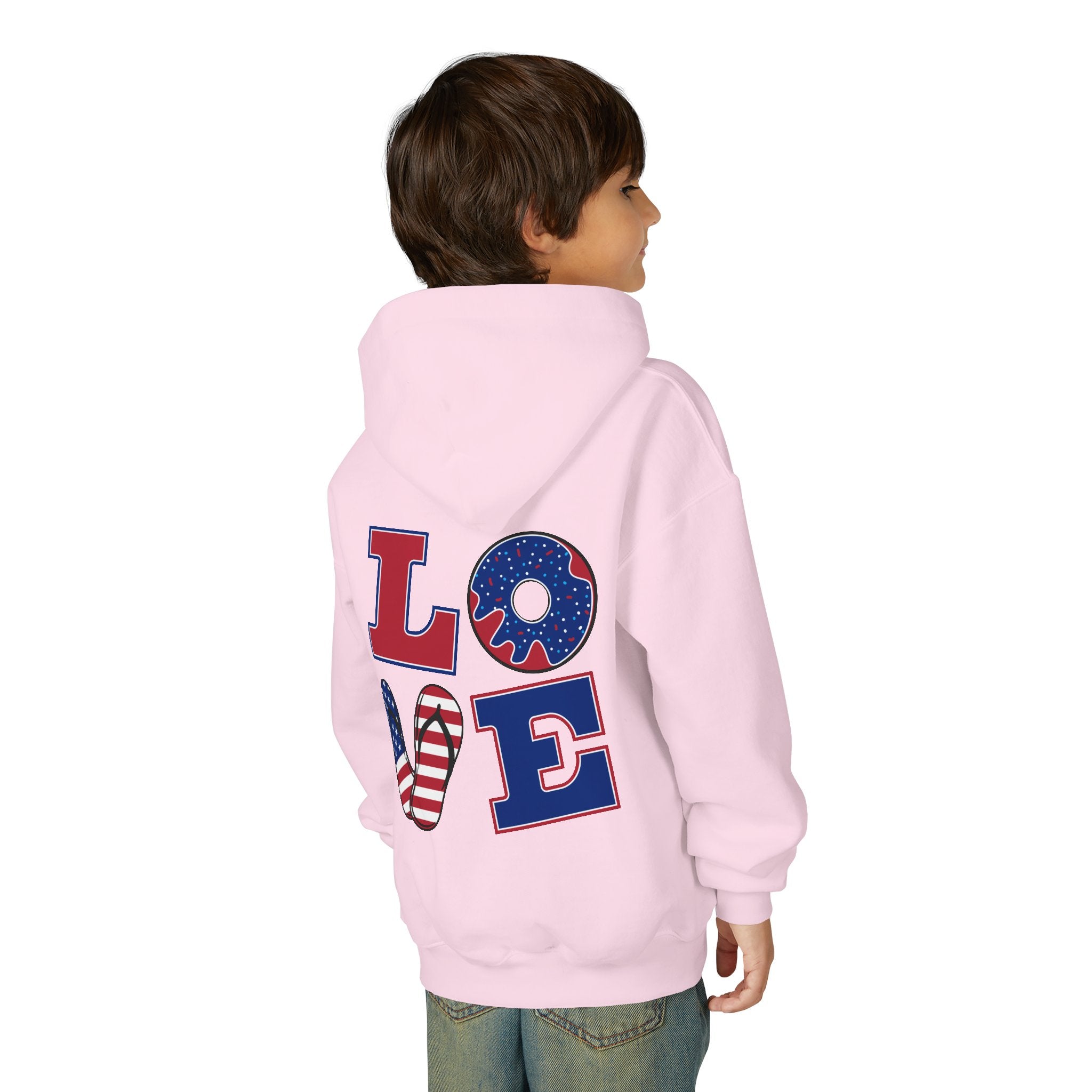 Youth Hoodie - Cute Black Cat "You’re Purrfect" Heart & Patriotic LOVE Design