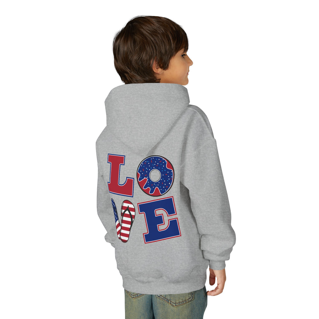 Youth Hoodie - Cute Black Cat "You’re Purrfect" Heart & Patriotic LOVE Design