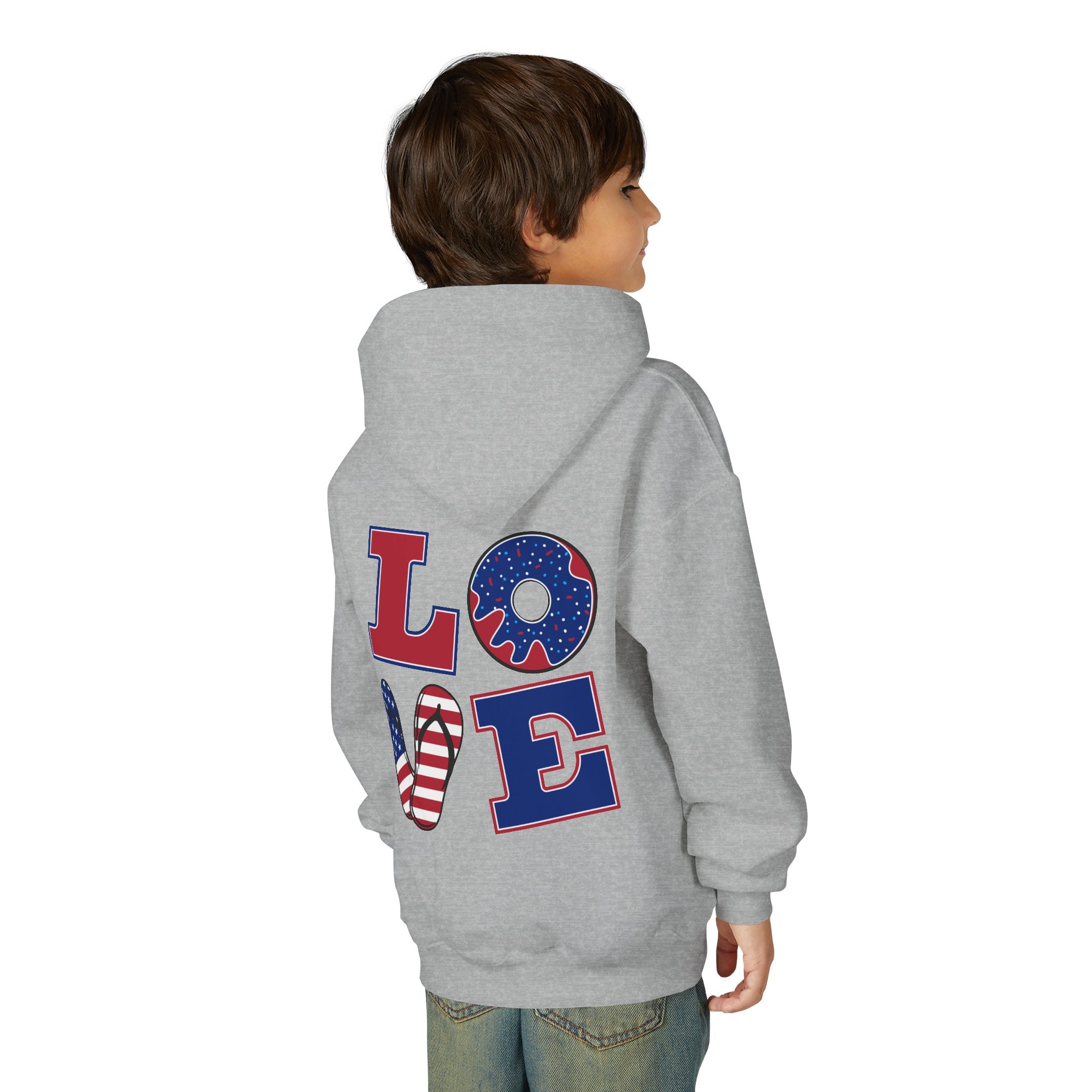 Youth Hoodie - Cute Black Cat "You’re Purrfect" Heart & Patriotic LOVE Design