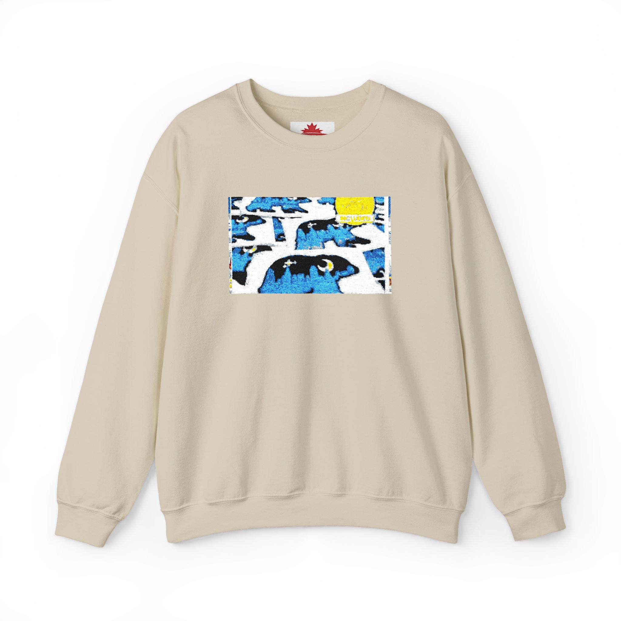 Crewneck Sweatshirt — Abstract Surf Wave Design (Blue & Yellow)